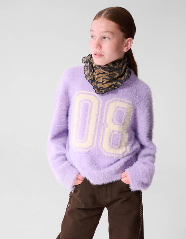 Flauschige Varsity Strickpullover Helllila SHOEBY GIRLS