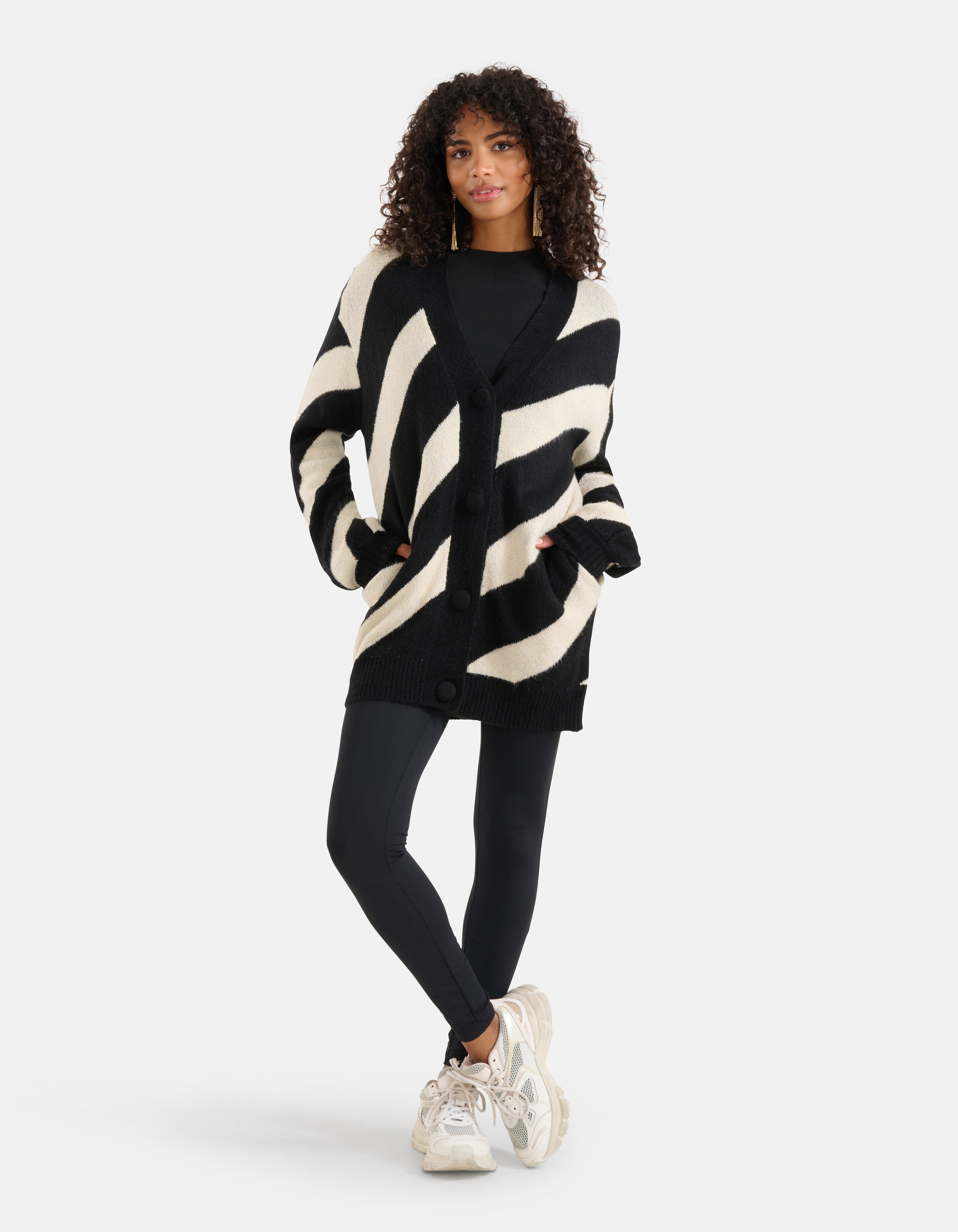 Gestreifte Strickjacke Schwarz SHOEBY WOMEN