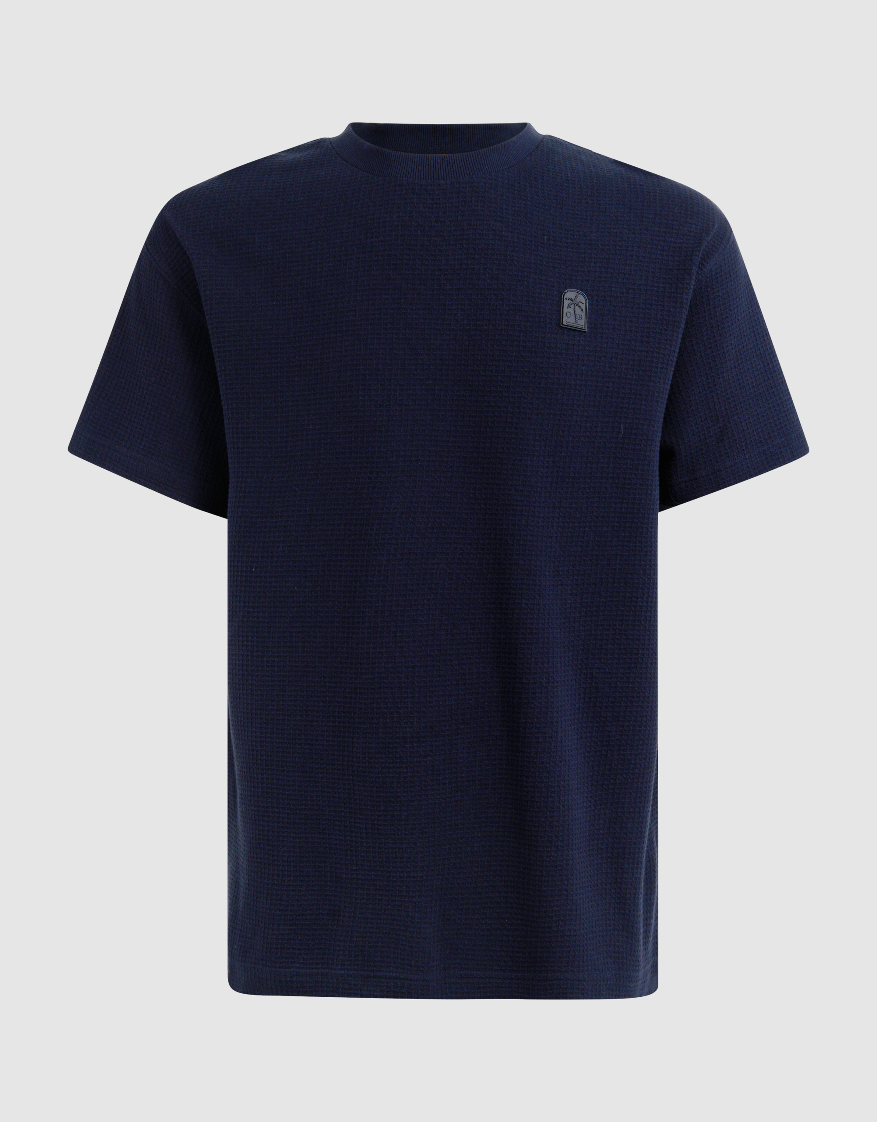 Waffelstruktur-T-Shirt Dunkelblau SHOEBY MEN