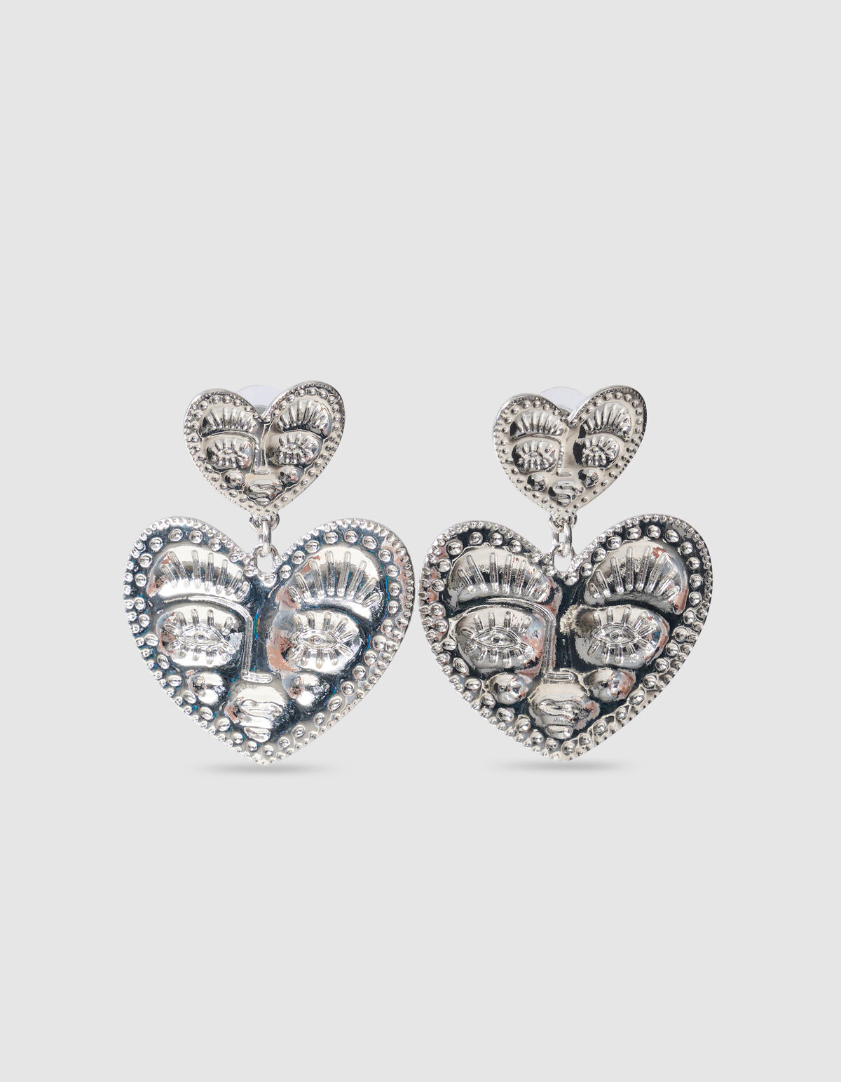 Gesicht Herz Ohrringe Silber SHOEBY ACCESSOIRES