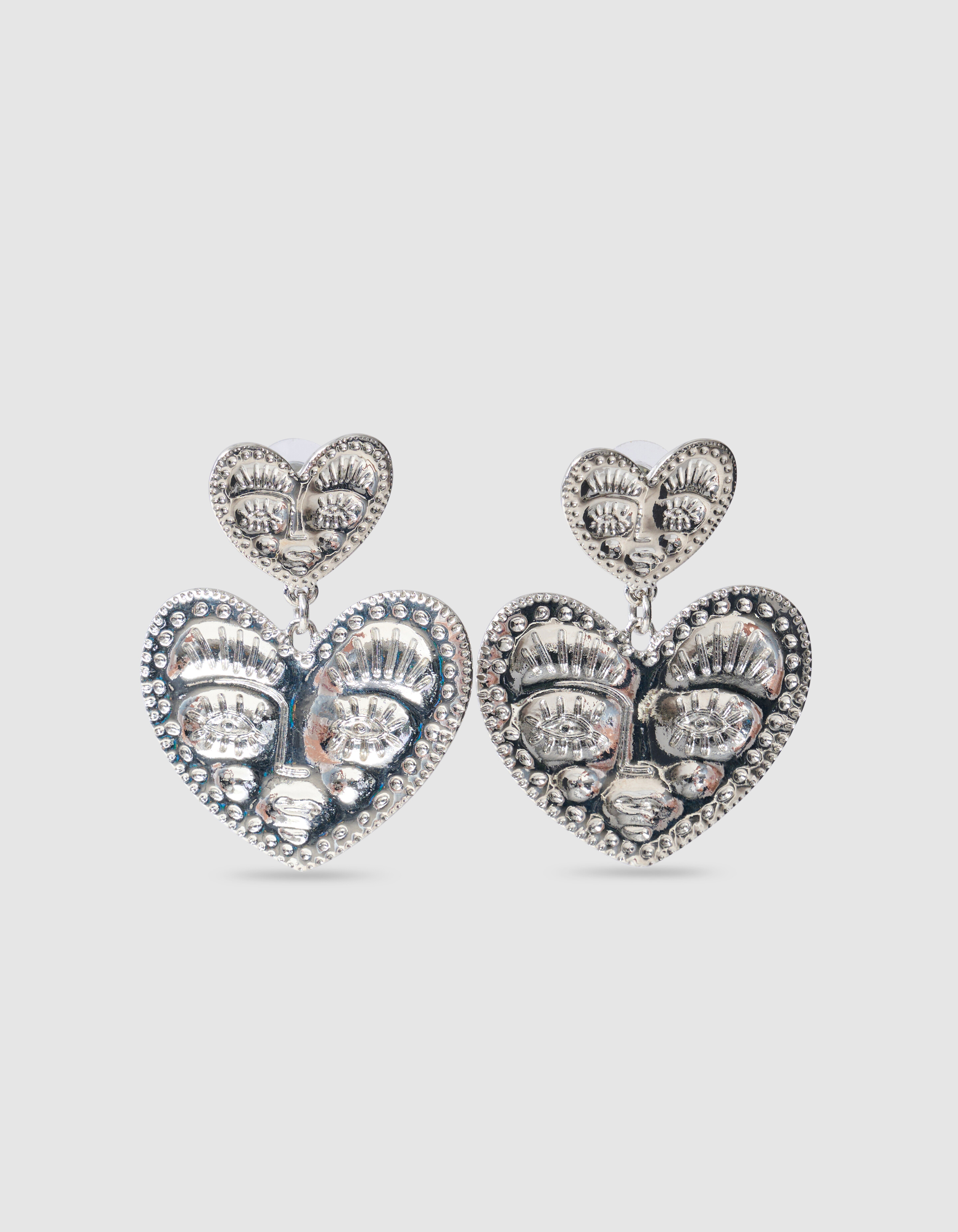 Gesicht Herz Ohrringe Silber SHOEBY ACCESSOIRES