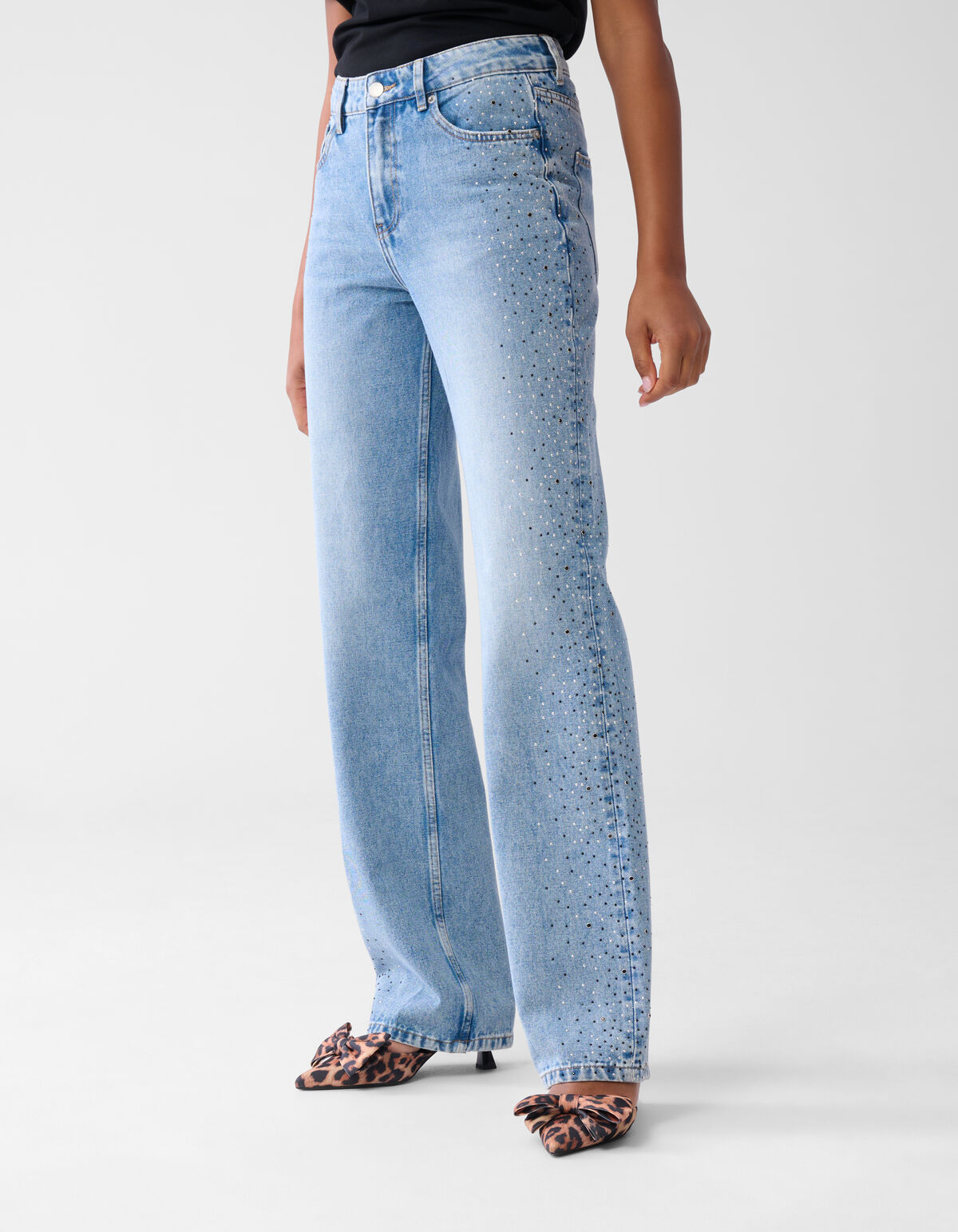 Nieten Straight Fit Jeans Mediumstone SHOEBY WOMEN