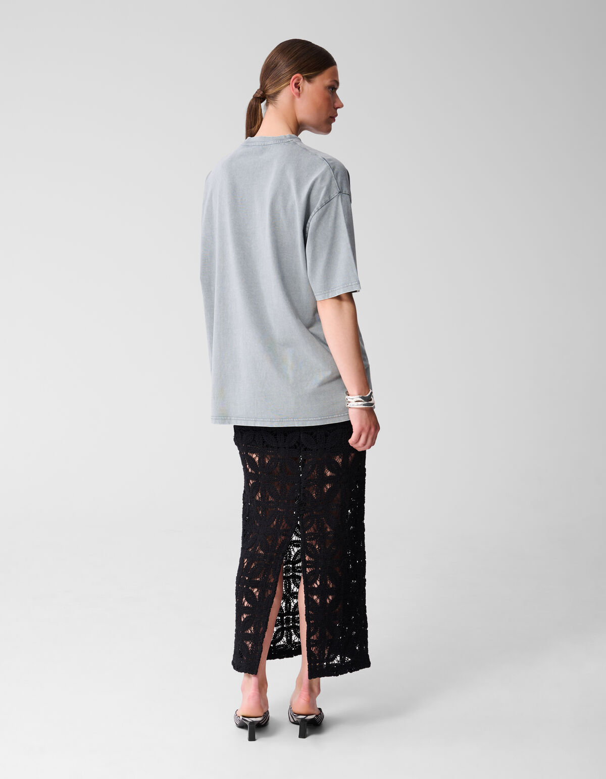 Übergroßes gewaschenes T-shirt Hellgrau SHOEBY WOMEN