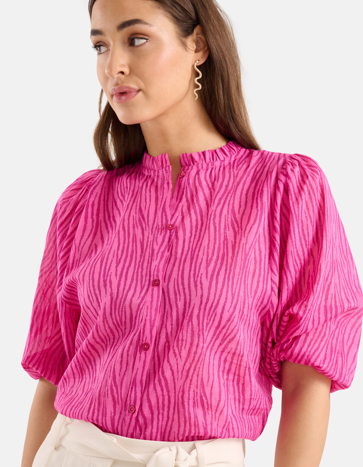 Zebra-Voile-Bluse Rosa SHOEBY WOMEN
