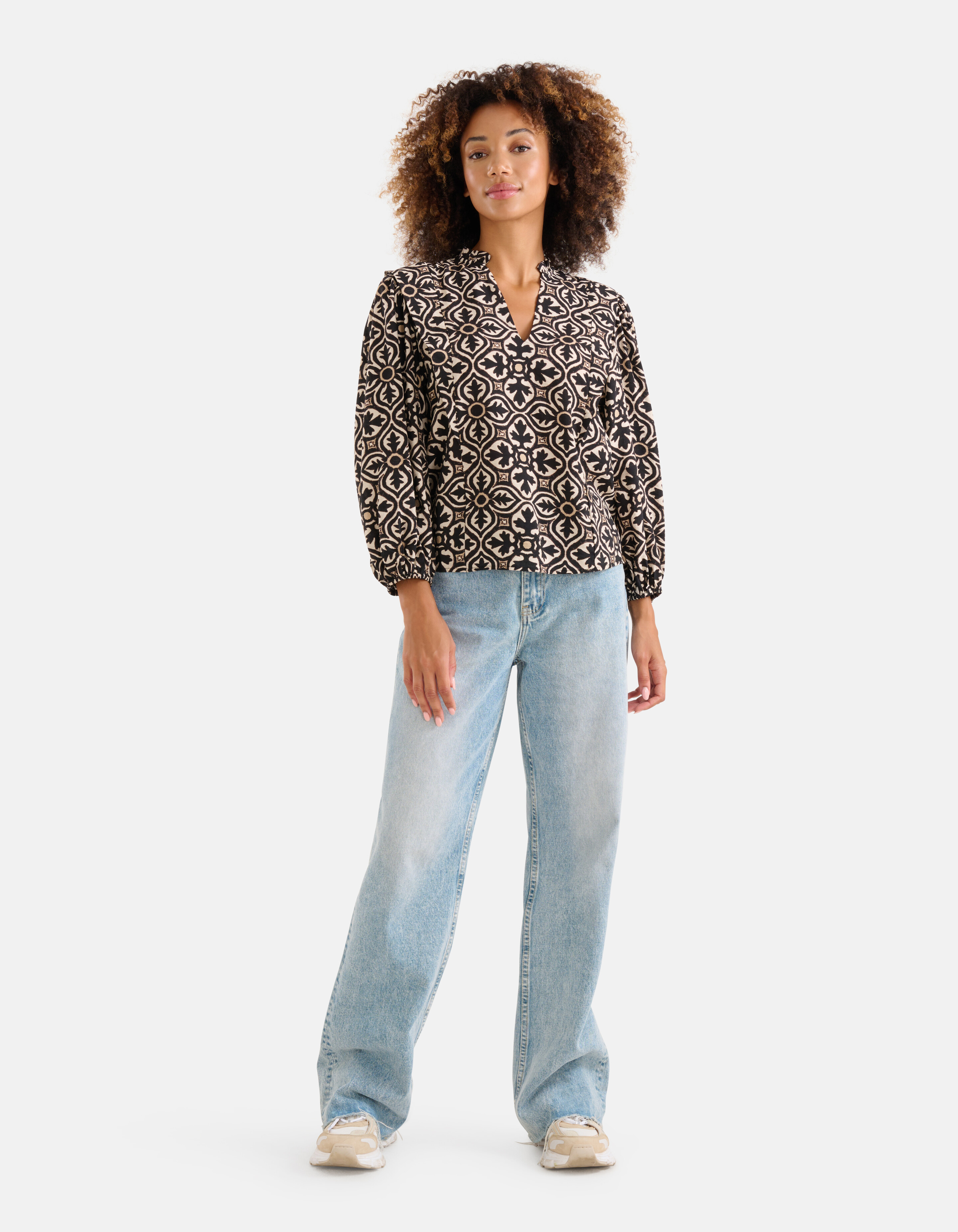 Bedruckte Bluse Schwarz/ Off-white SHOEBY WOMEN