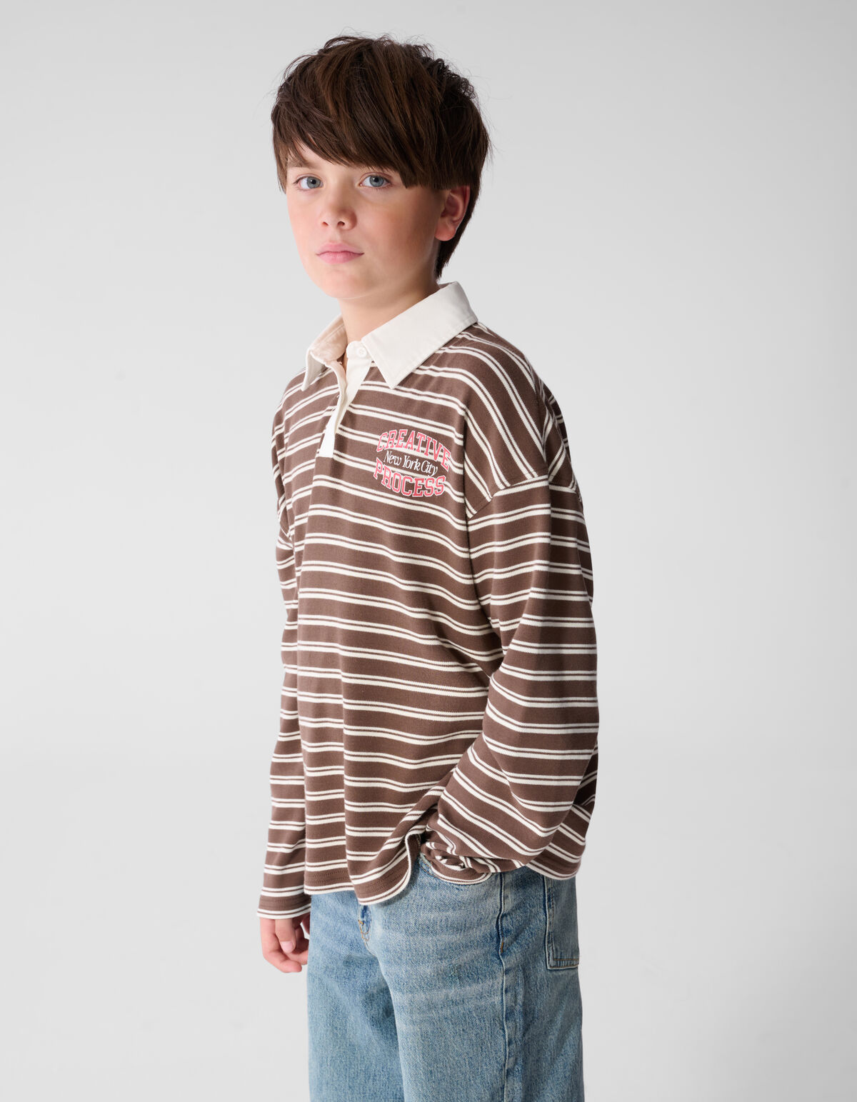 Gestreifter Polo-Pullover Braun SHOEBY BOYS