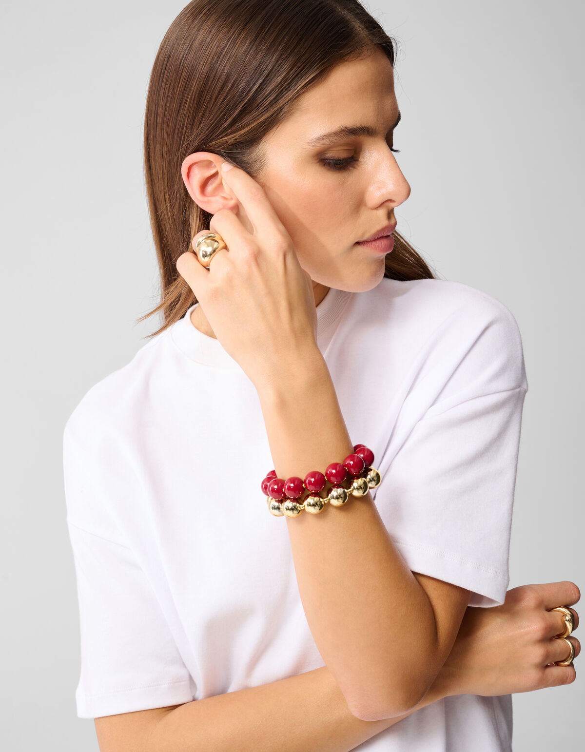 Perlenarmband-Set Dunkelrot SHOEBY ACCESSOIRES