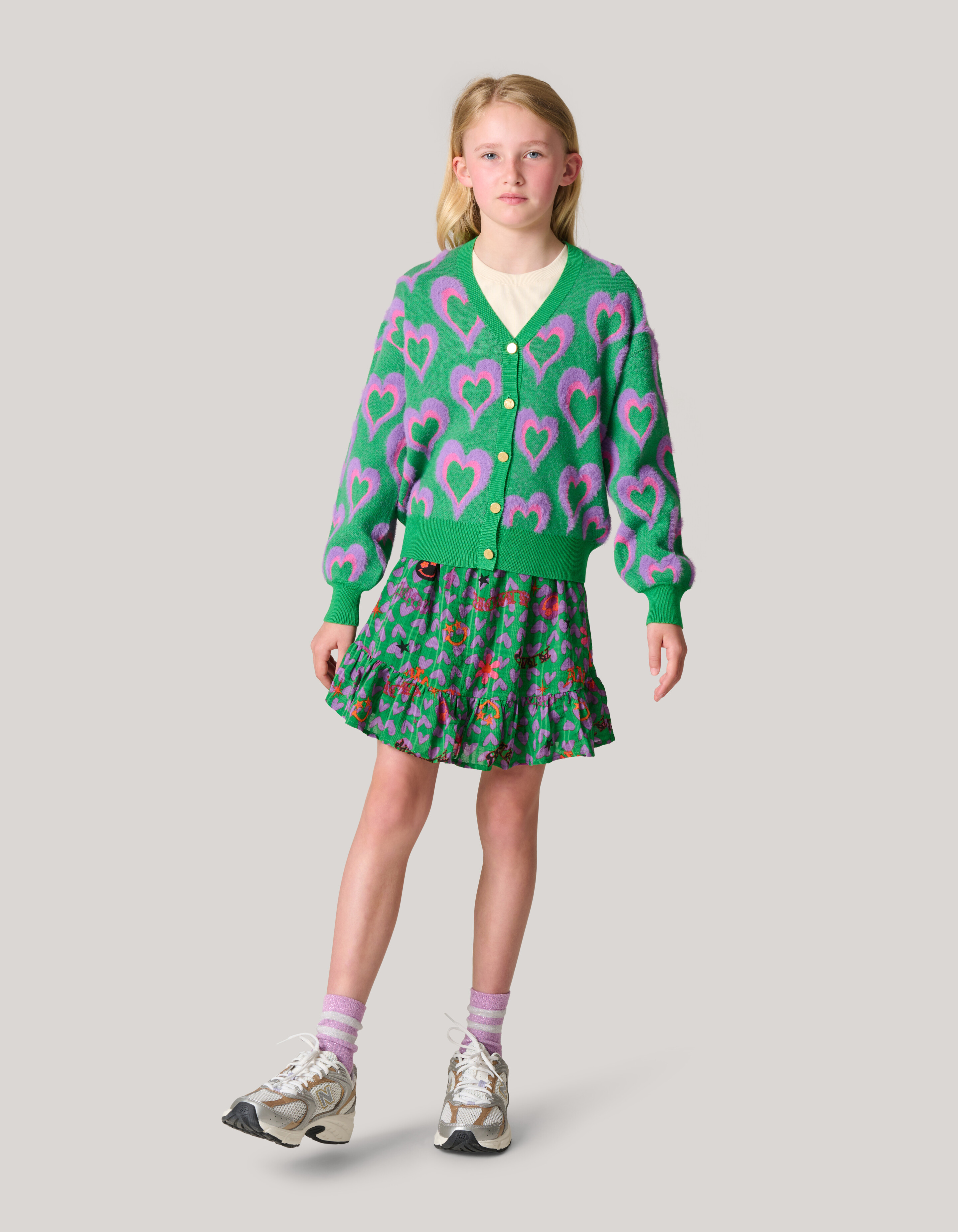 Bedruckte Strickjacke Grün SHOEBY GIRLS