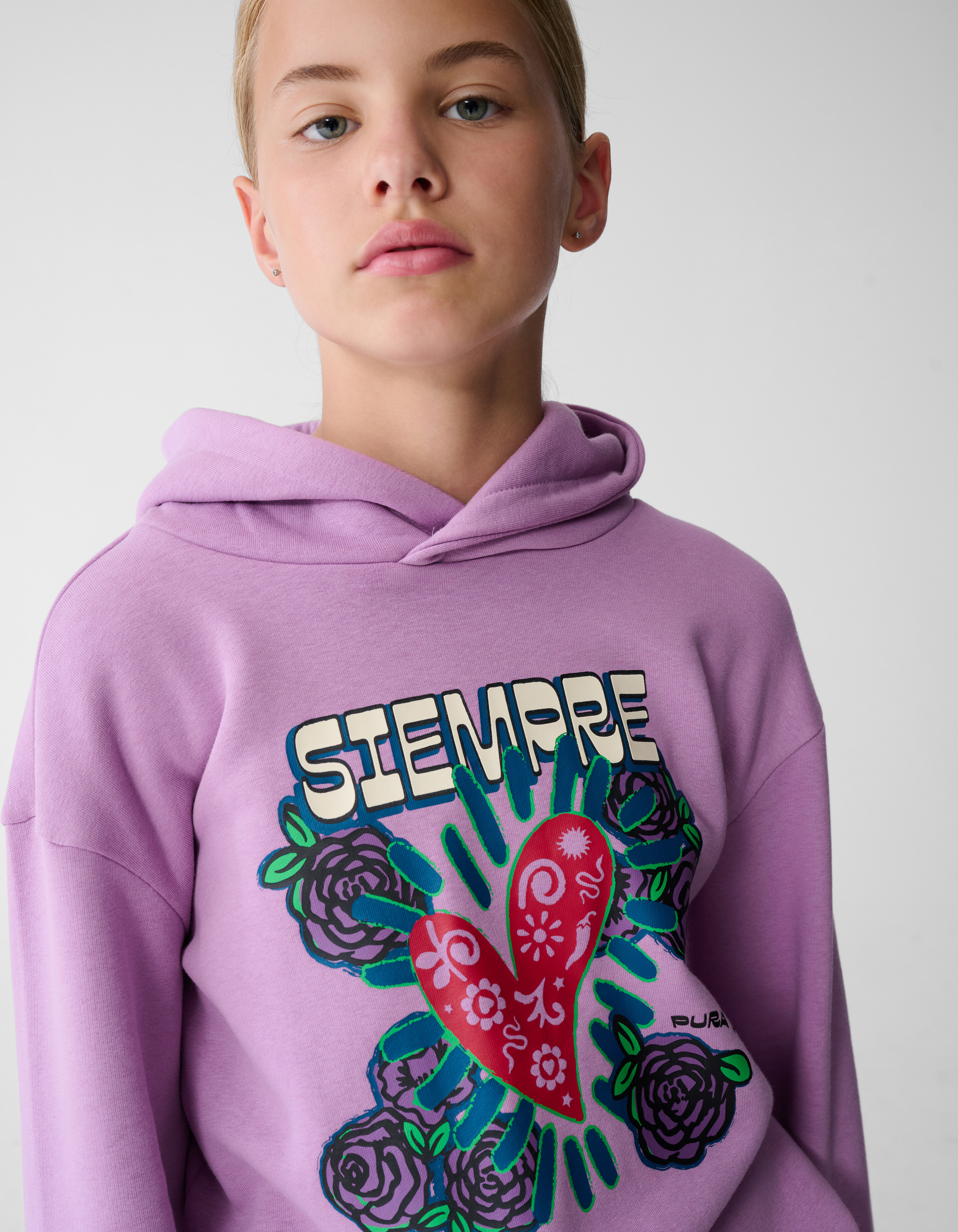 Rose Artwork Hoodie Lila SHOEBY GIRLS