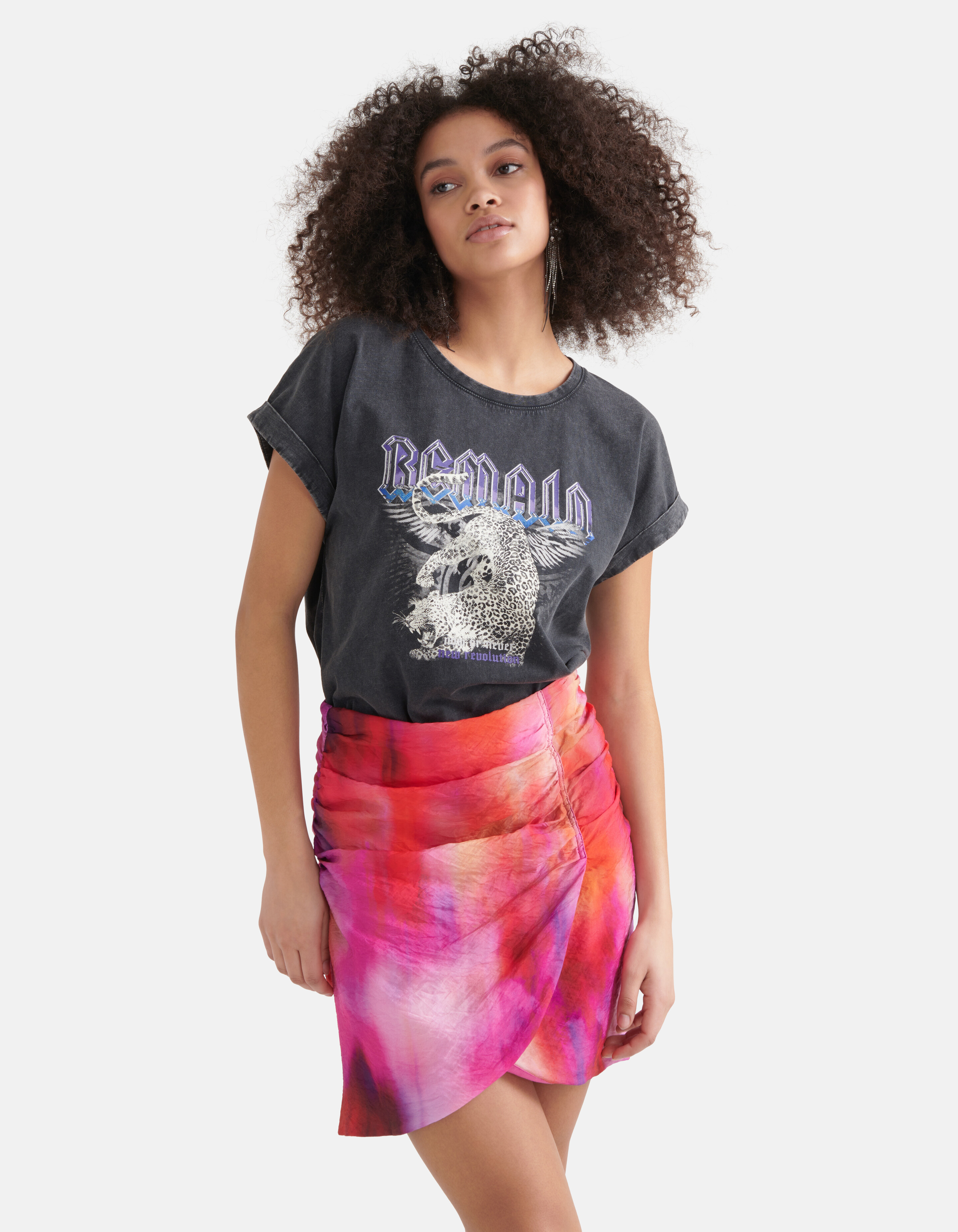 Bedrucktes T-shirt Dunkelgrau SHOEBY WOMEN