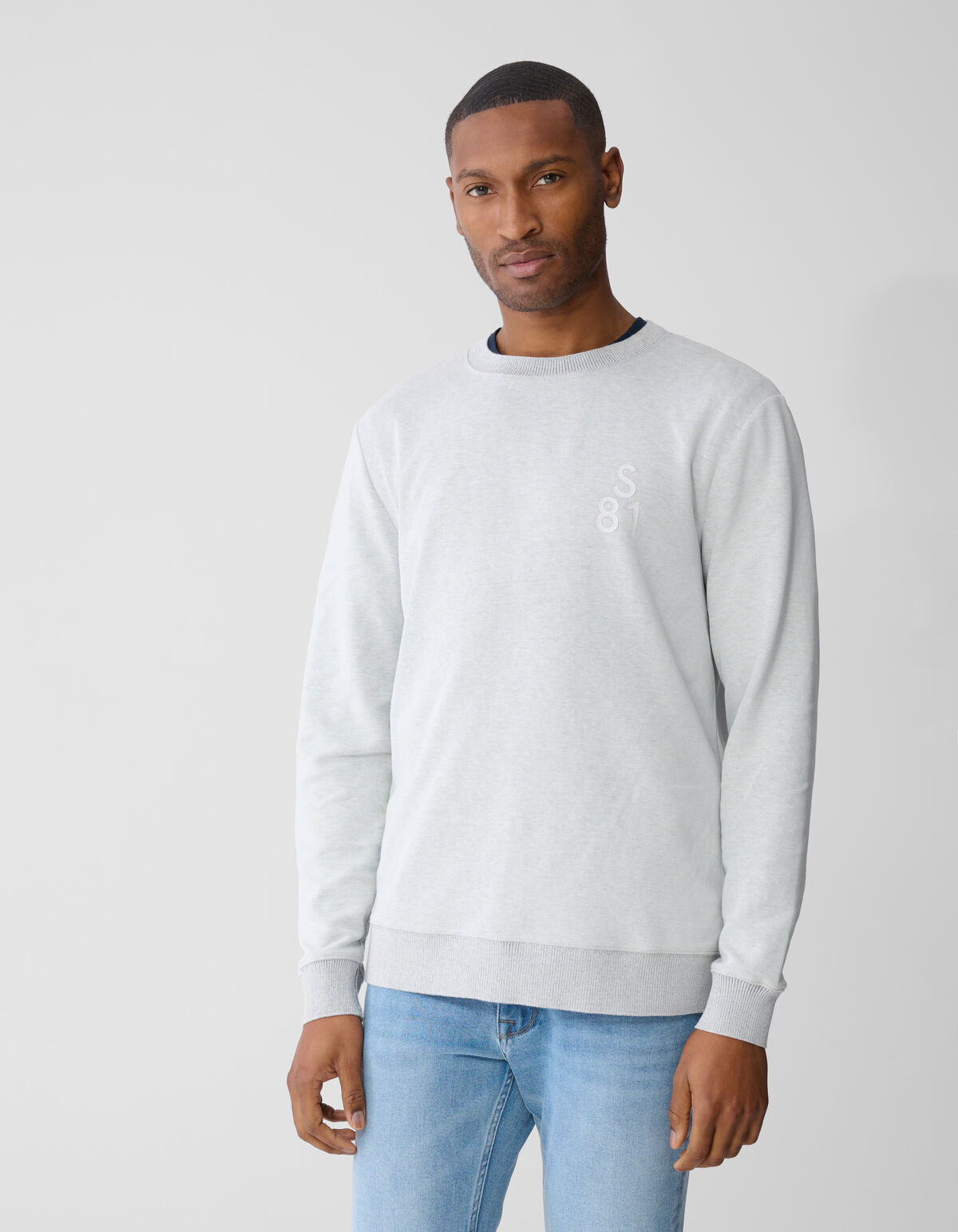 Pullover mit gepr&auml;gtem Logo Hellgrau SHOEBY MEN