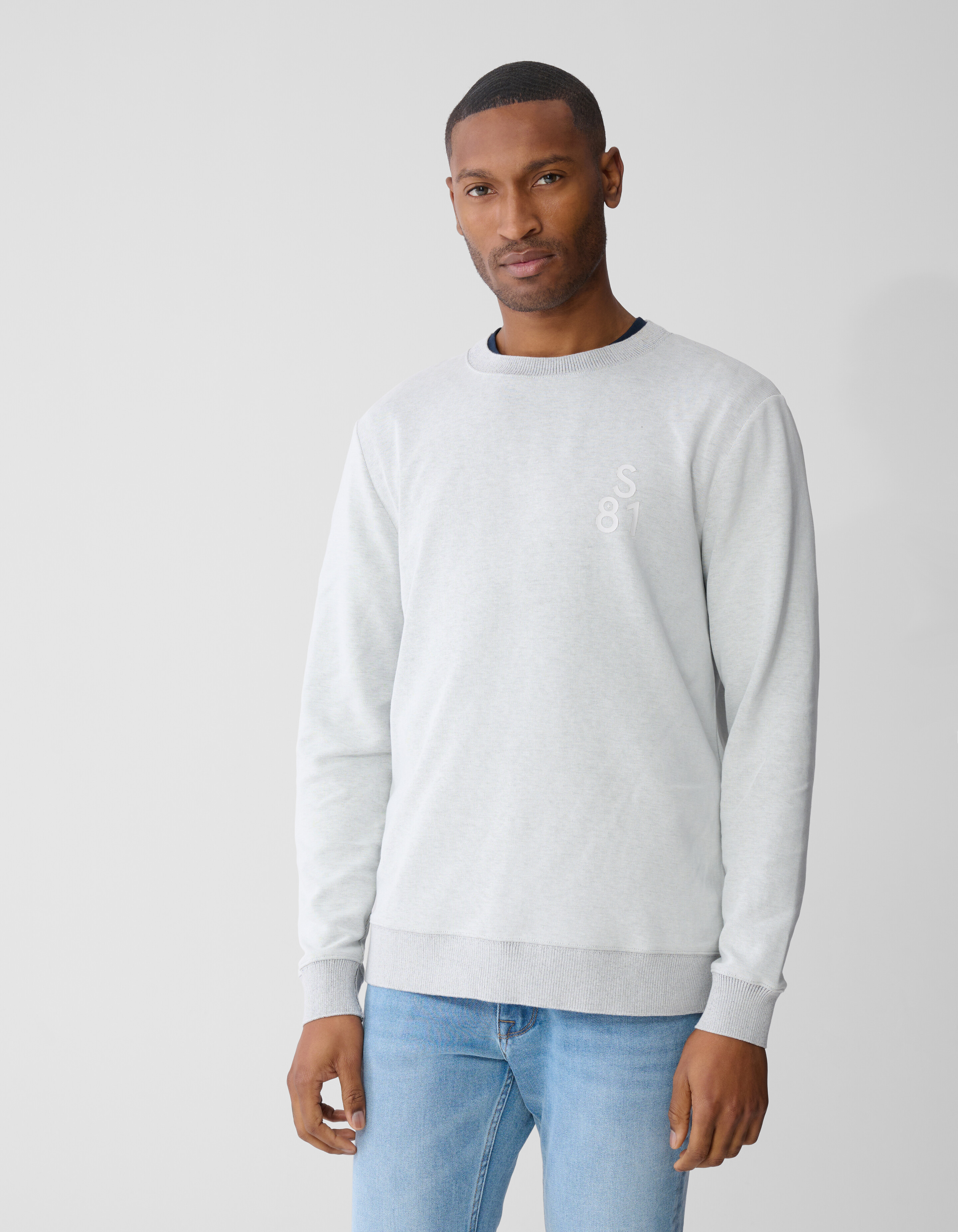 Pullover mit gepr&auml;gtem Logo Hellgrau SHOEBY MEN