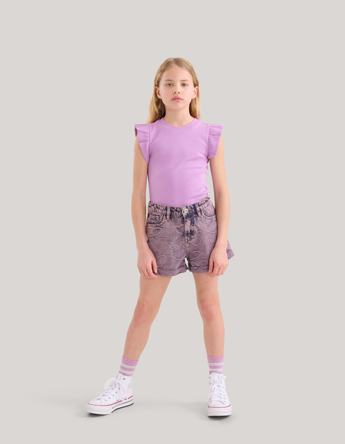 Ruffle Rib Top Hellviolett SHOEBY GIRLS