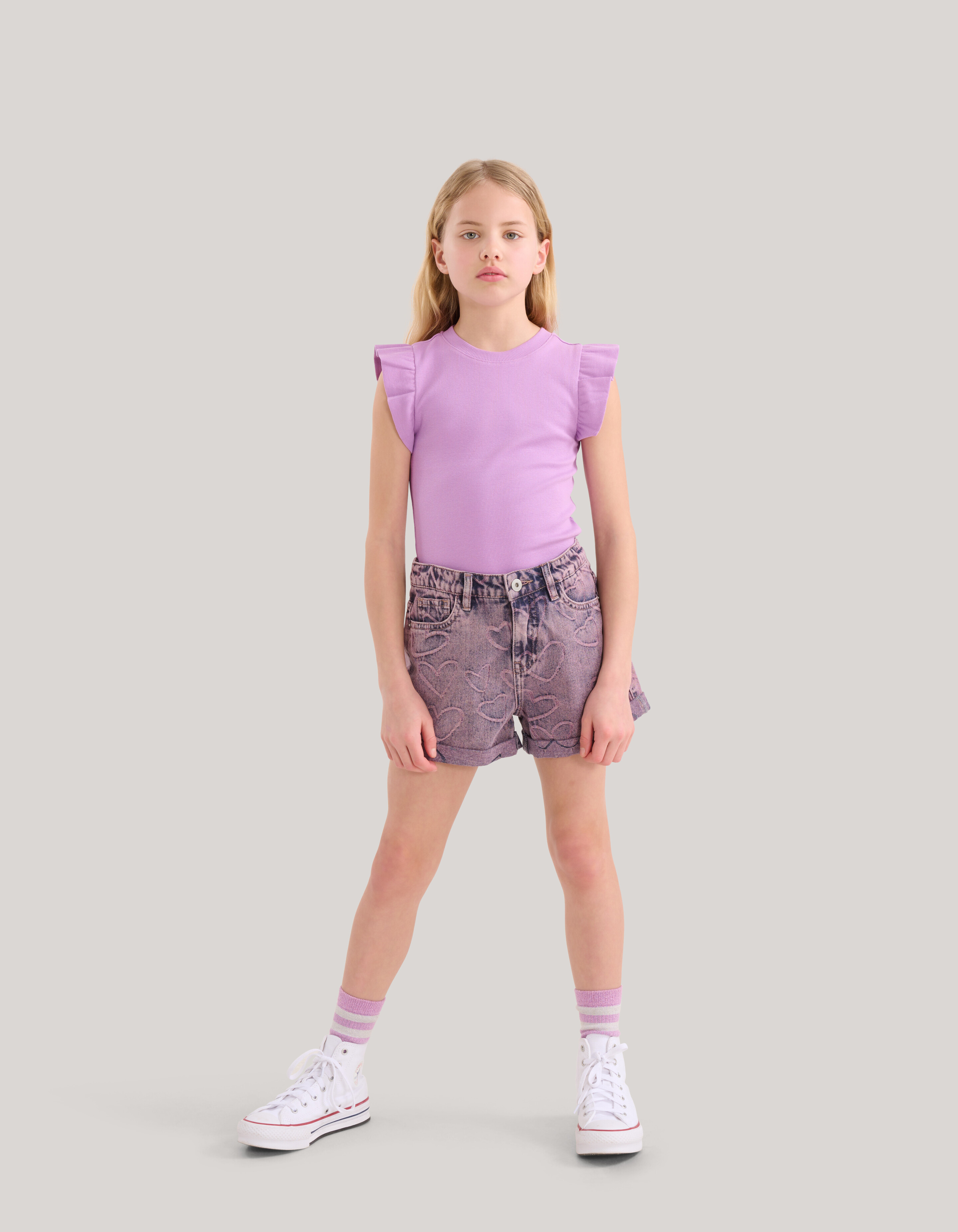 Ruffle Rib Top Hellviolett SHOEBY GIRLS