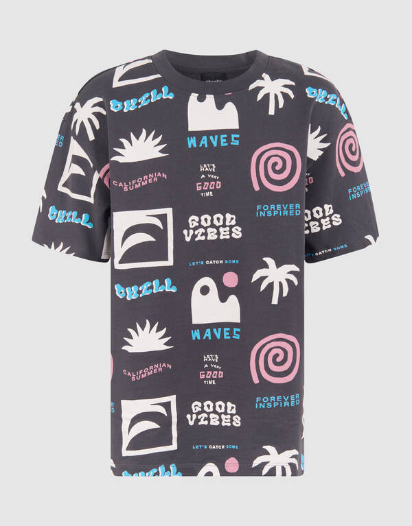 34 / 5.000Sommer Artwork T-Shirt Dunkelgrau SHOEBY BOYS