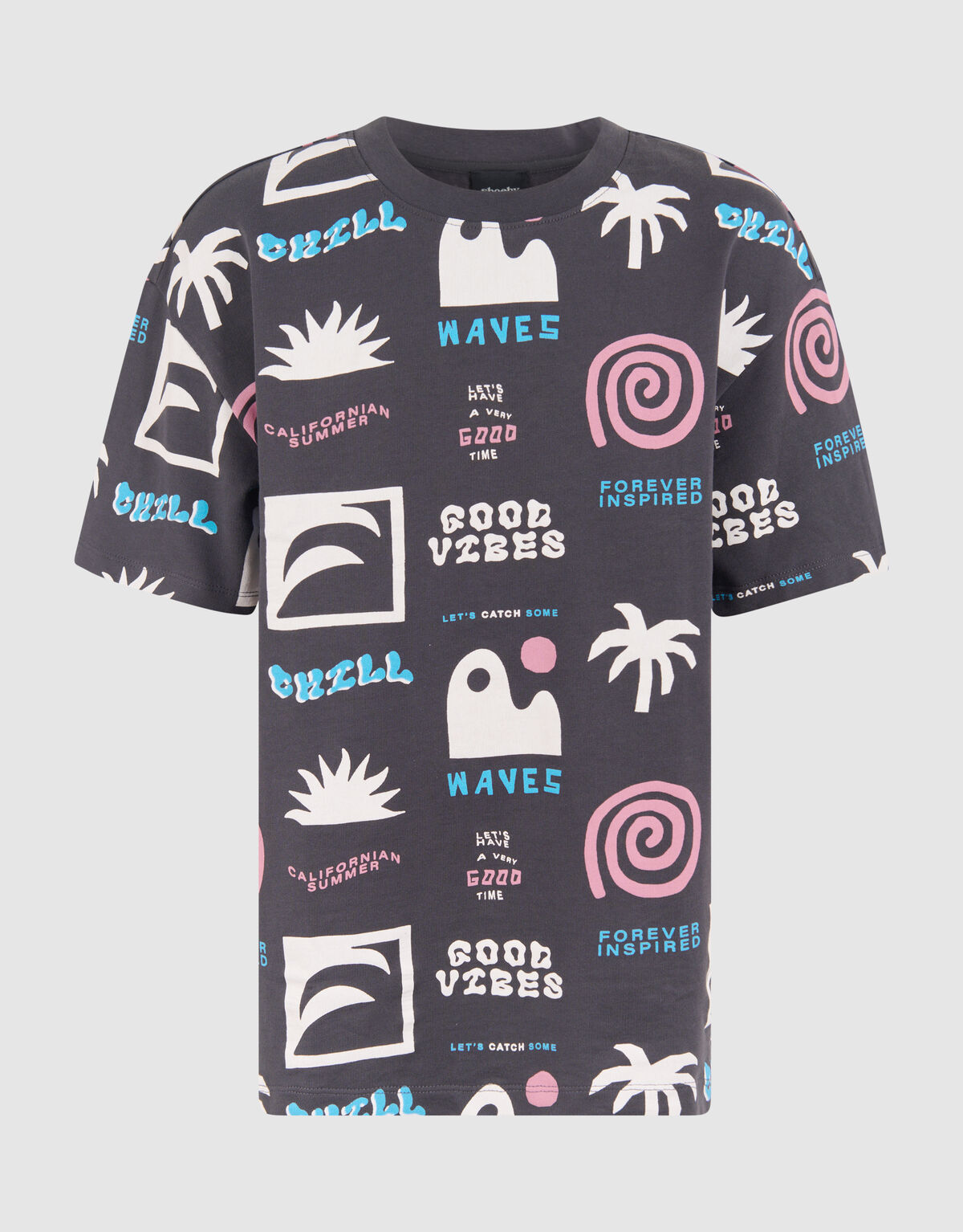 34 / 5.000Sommer Artwork T-Shirt Dunkelgrau SHOEBY BOYS