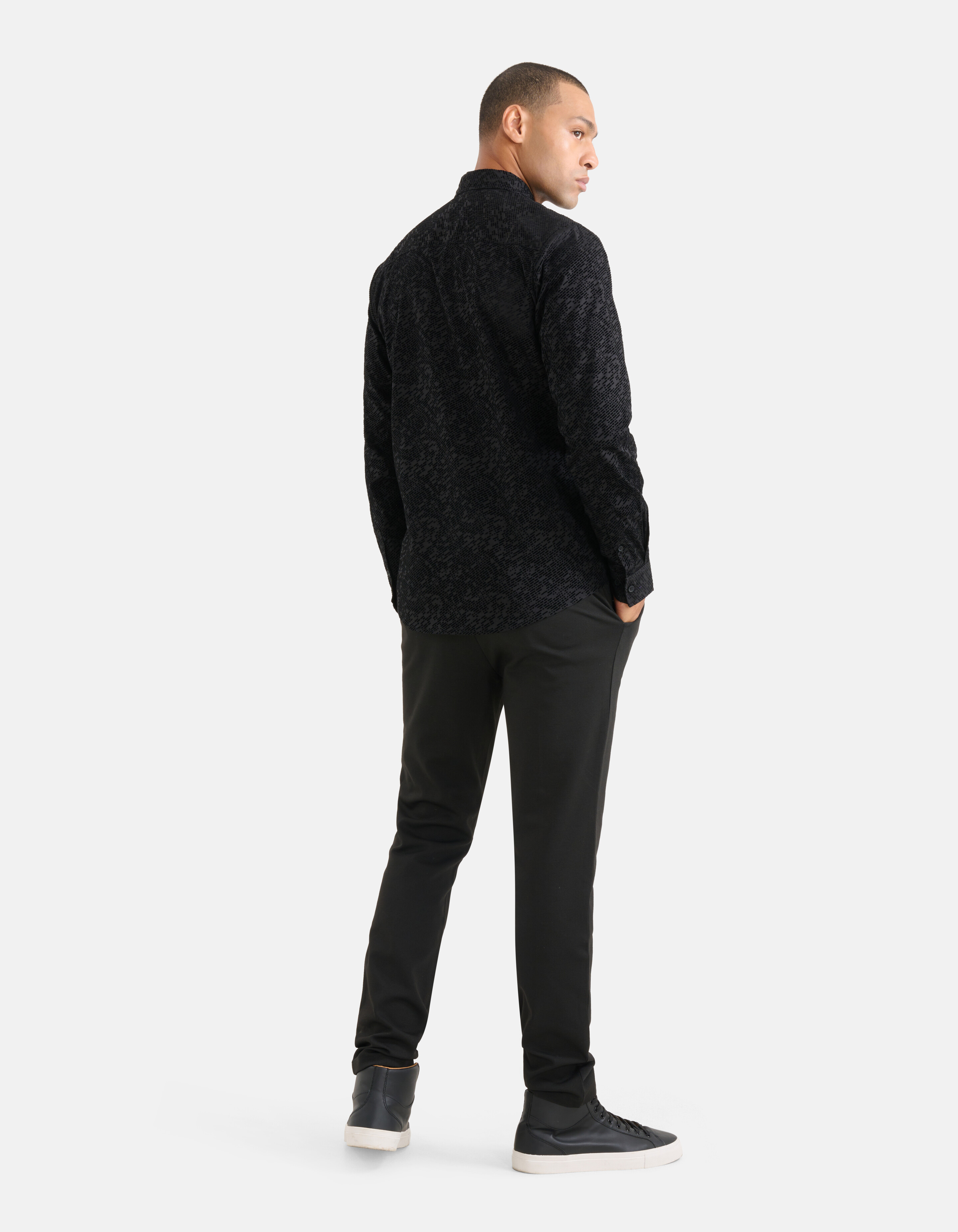 Bedrucktes Flockhemd Schwarz SHOEBY MEN