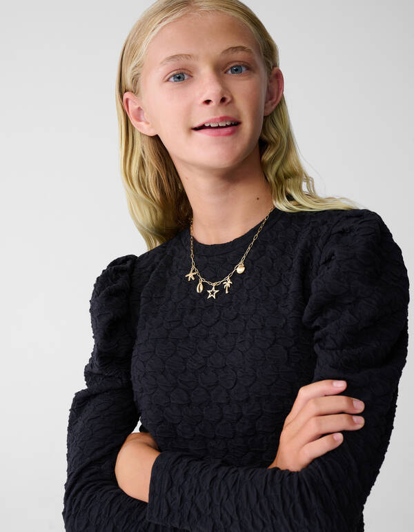 Heart Puff Top Schwarz SHOEBY GIRLS