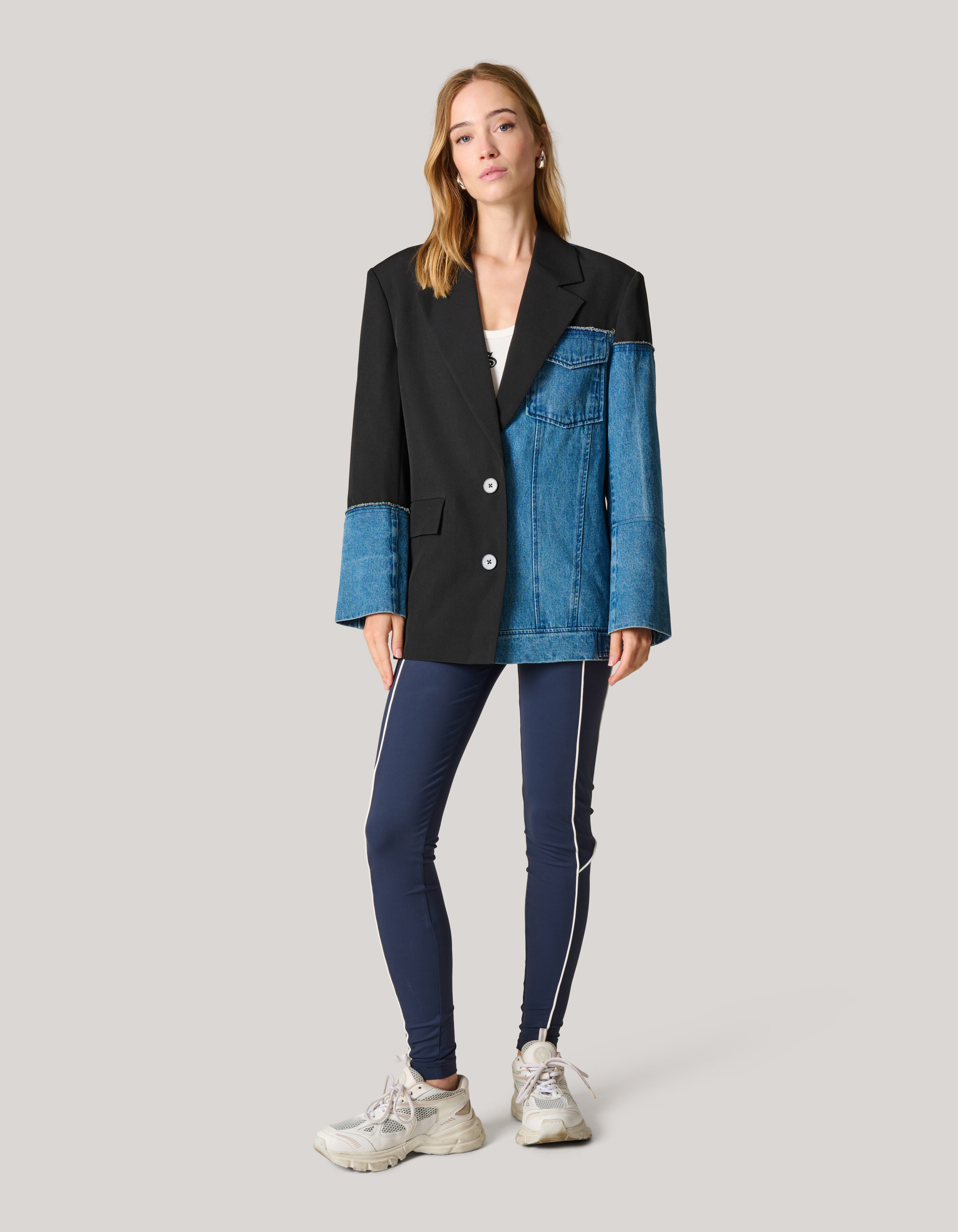 Zweifarbiger Denim-Blazer Schwarz/Blau SHOEBY WOMEN