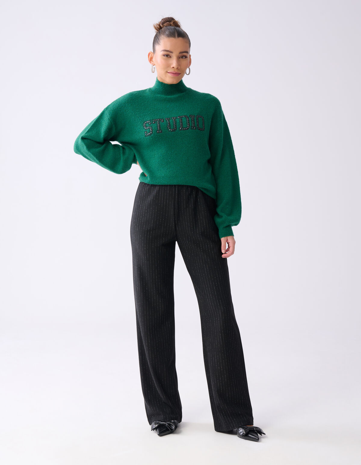 Studio Strass Pullover Dunkelgrün SHOEBY WOMEN