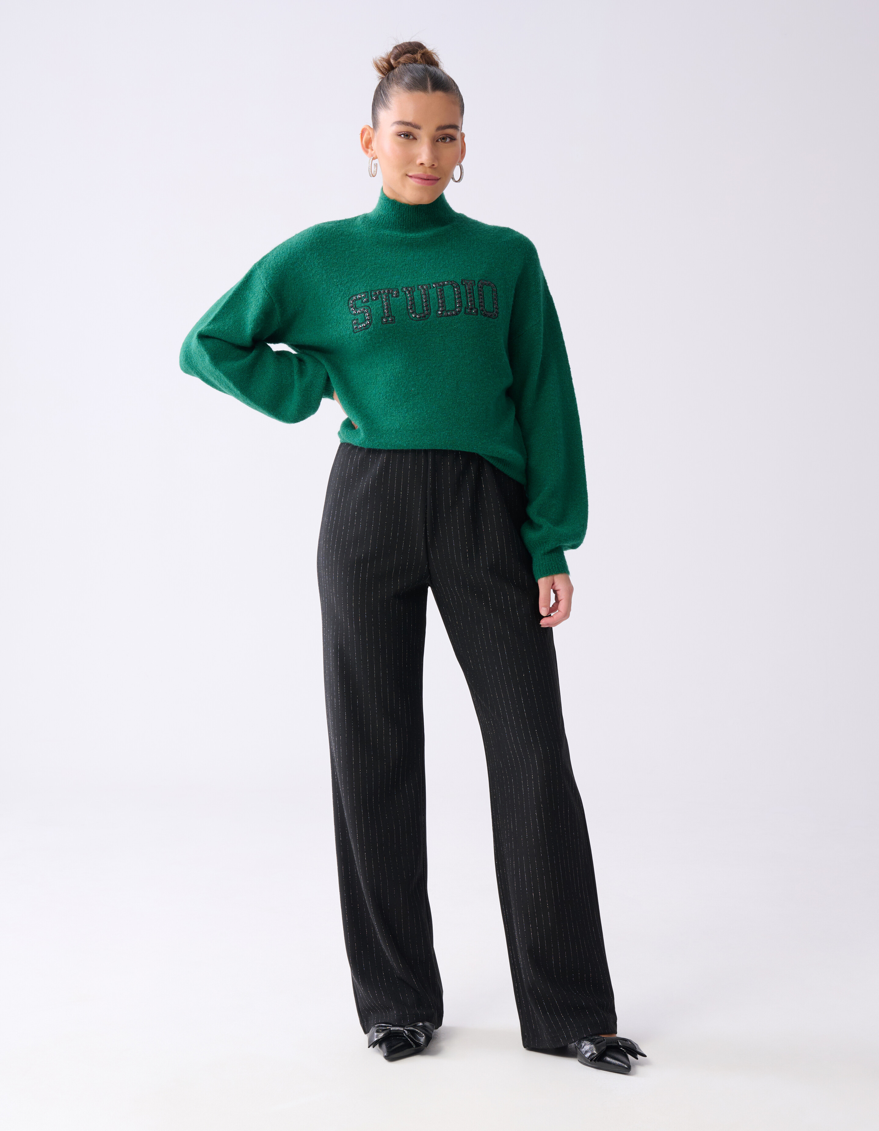 Studio Strass Pullover Dunkelgrün SHOEBY WOMEN