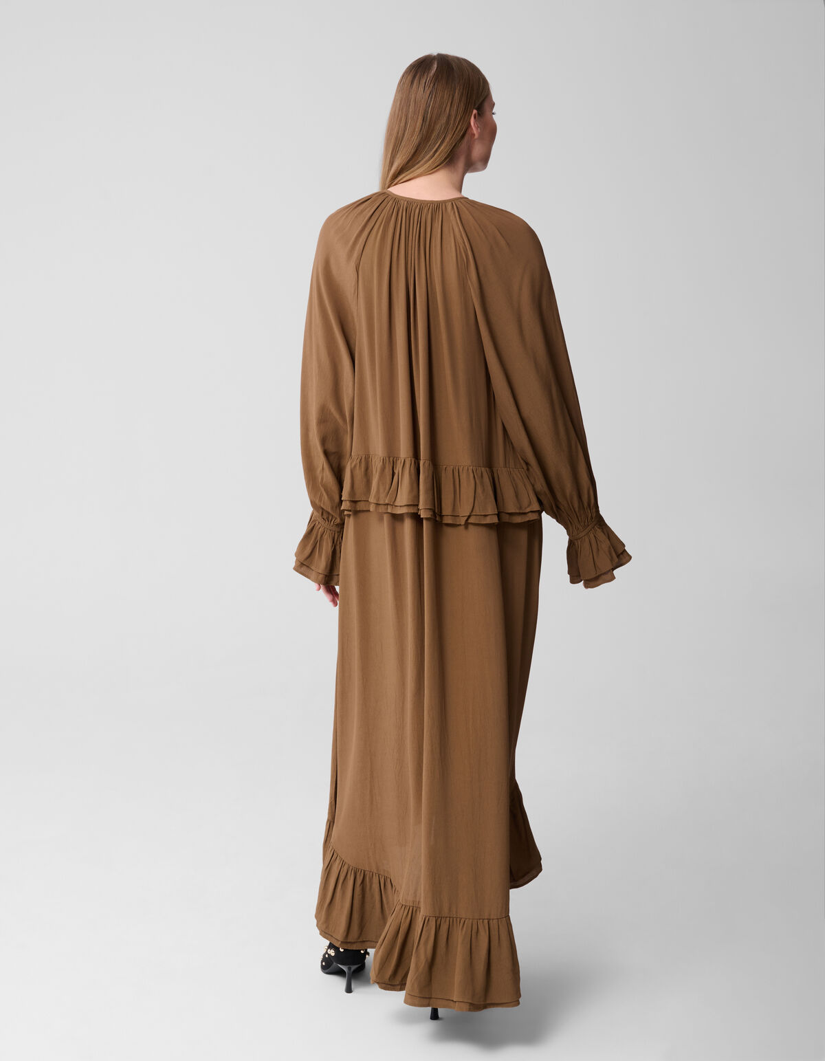 Volant Maxi Kleid Khaki SHOEBY WOMEN