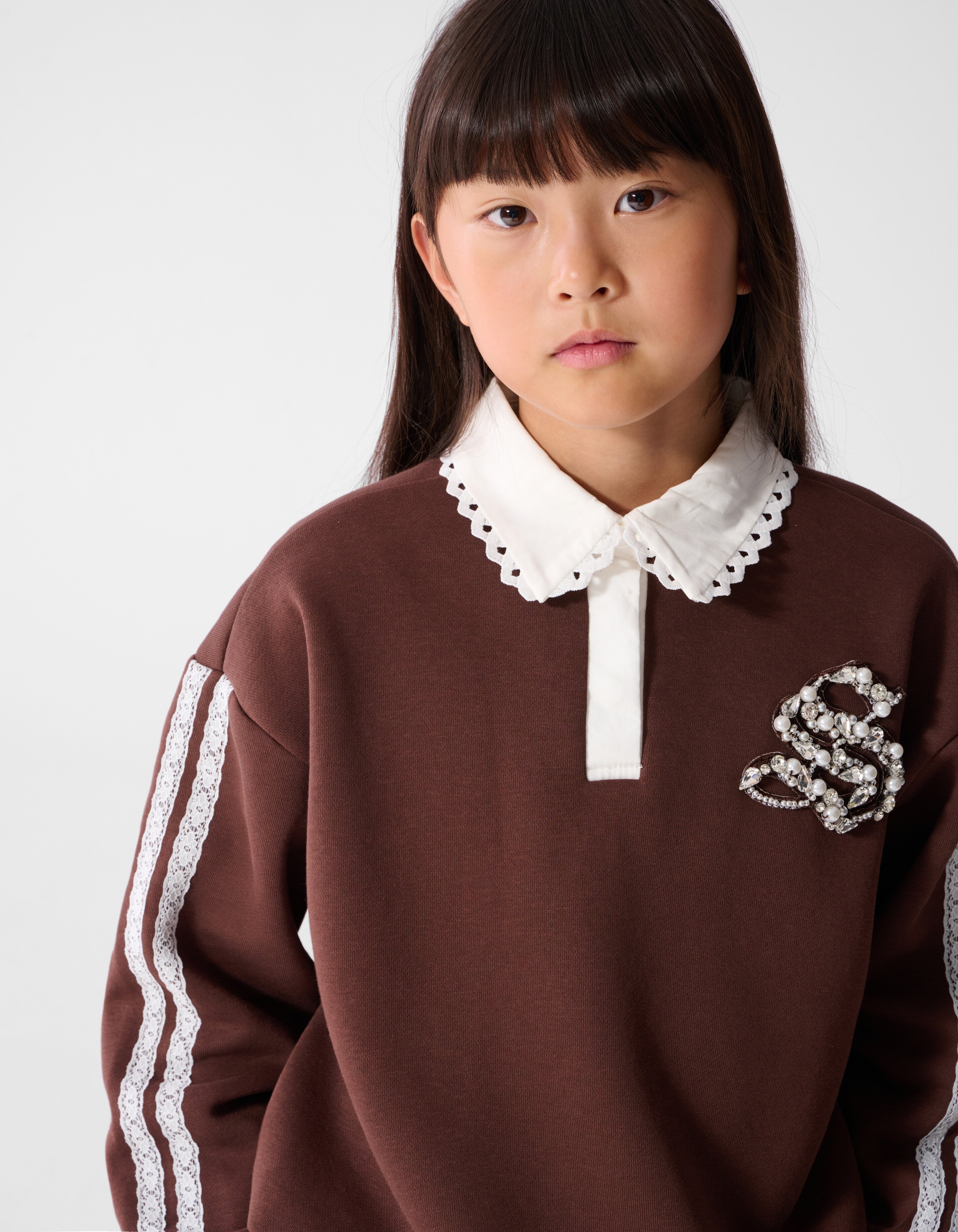 Oversized-Polo-Pullover Braun SHOEBY GIRLS