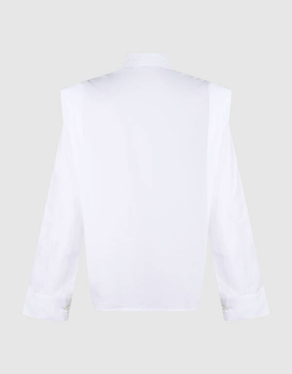 Die Pleat Poplin Bluse Wei&szlig; SHOEBY WOMEN