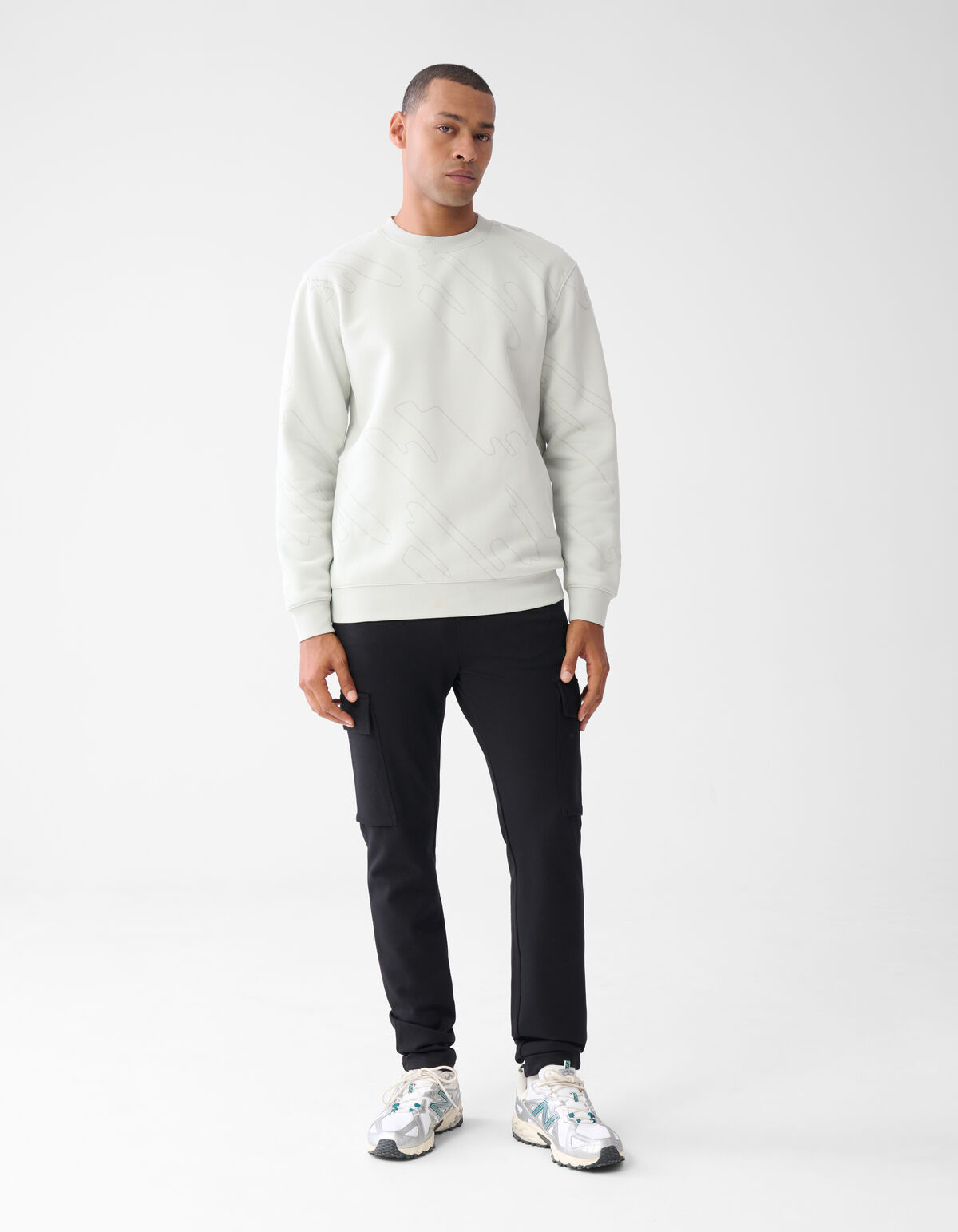 Flockdruck Pullover Hellgrau SHOEBY MEN