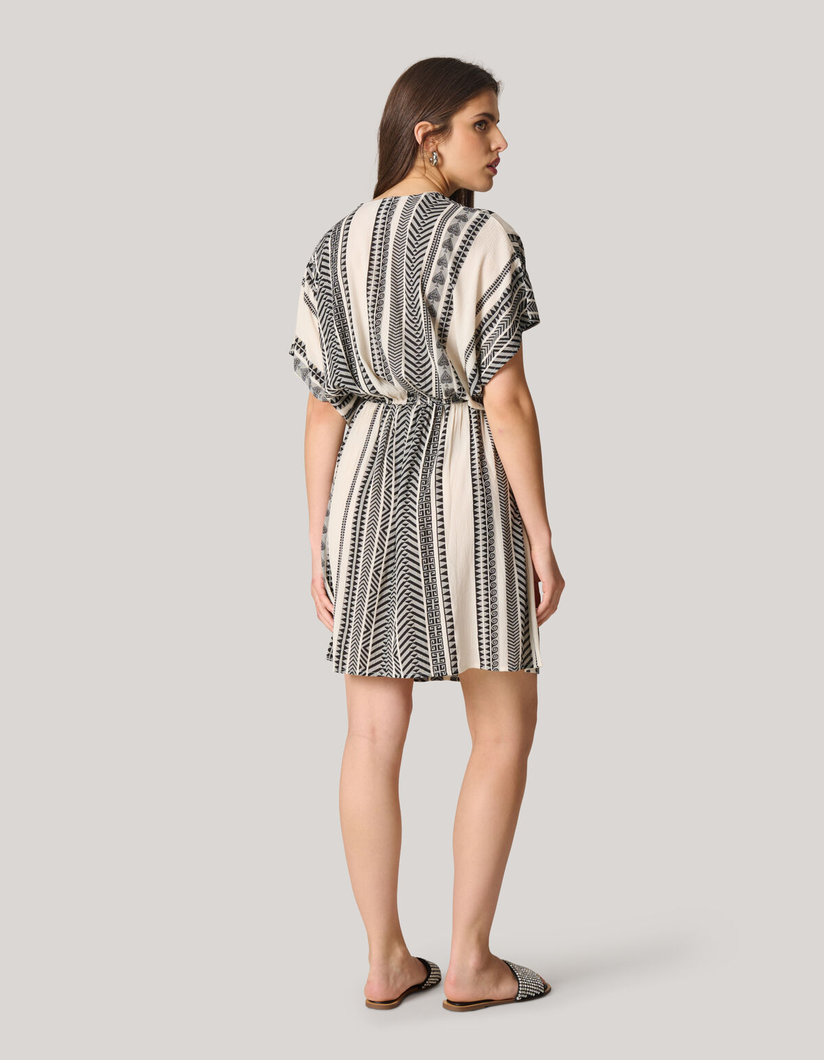Bedrucktes Minikleid Wei&szlig;/Schwarz SHOEBY WOMEN