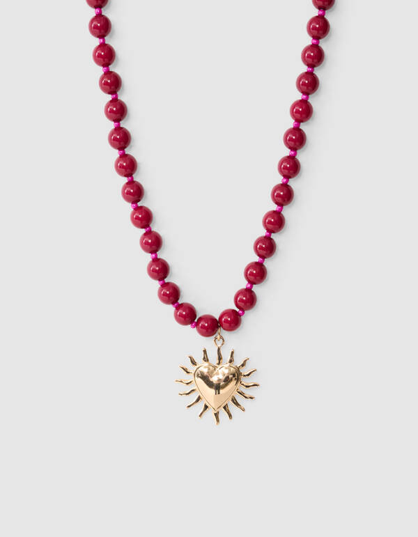 Beaded Sun Charm Kette Rot SHOEBY ACCESSOIRES