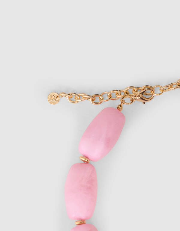 Perlenherz-Kette Gold/Rosa SHOEBY ACCESSOIRES