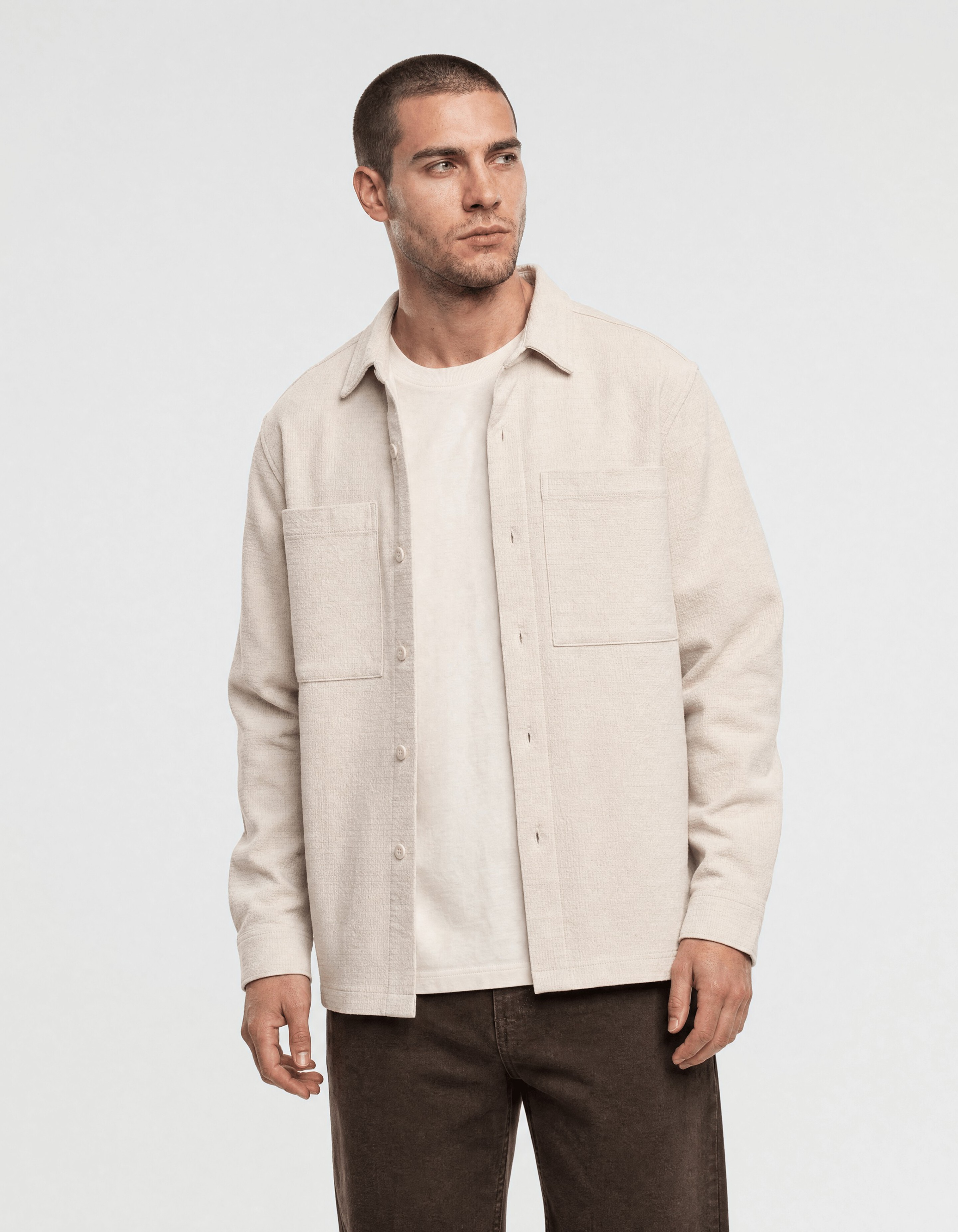 Block-Jacquard-Overshirt Hellgrau SHOEBY MEN