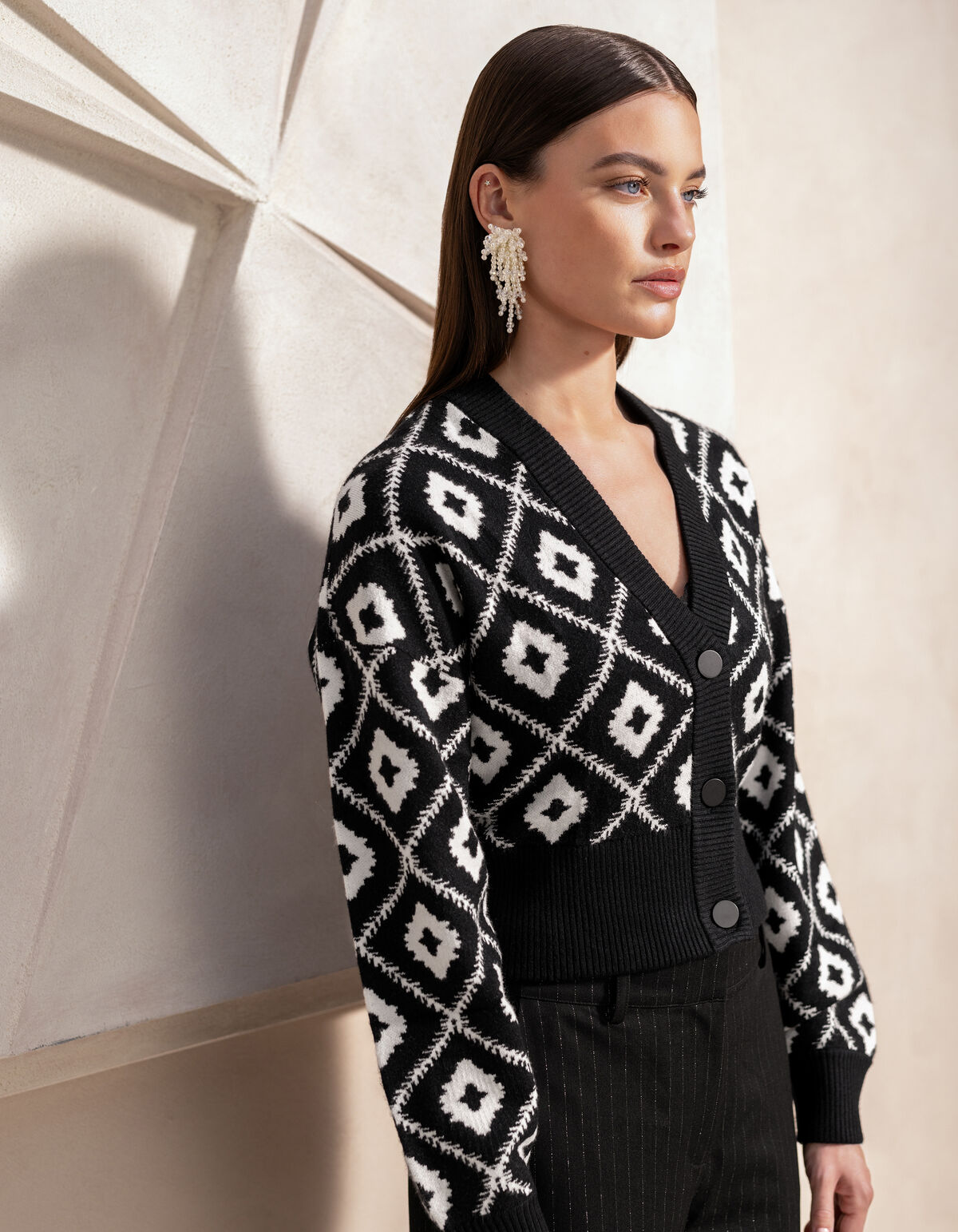 Grafische Strickjacke Schwarz von Mieke SHOEBY WOMEN