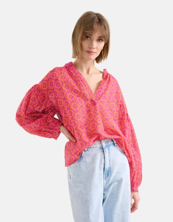Printed Voile Bluse Rosa SHOEBY WOMEN