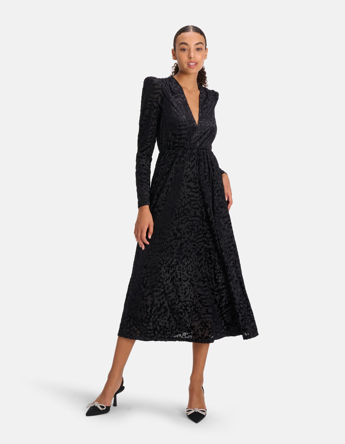 Samt-Print-Kleid Schwarz SHOEBY WOMEN