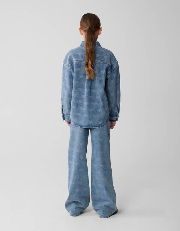 Jeans mit weitem Bein und Herzmotiv, Blau SHOEBY GIRLS
