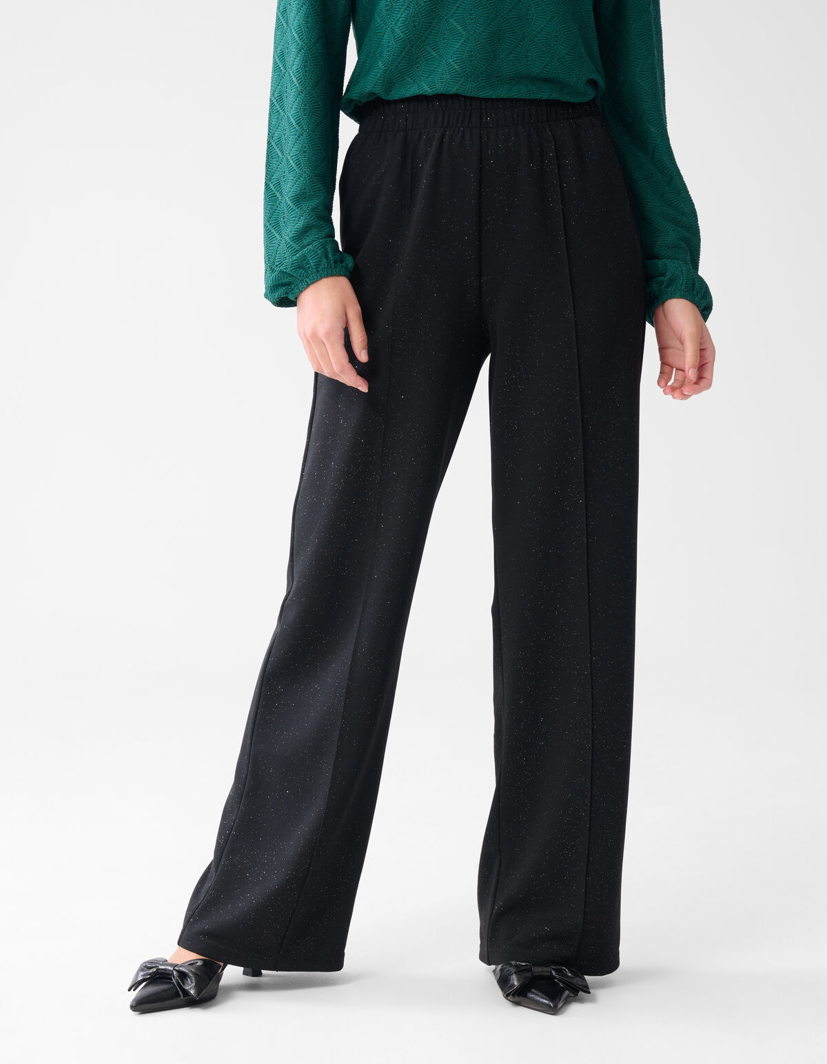 Glitzerhose mit weitem Bein Schwarz SHOEBY WOMEN