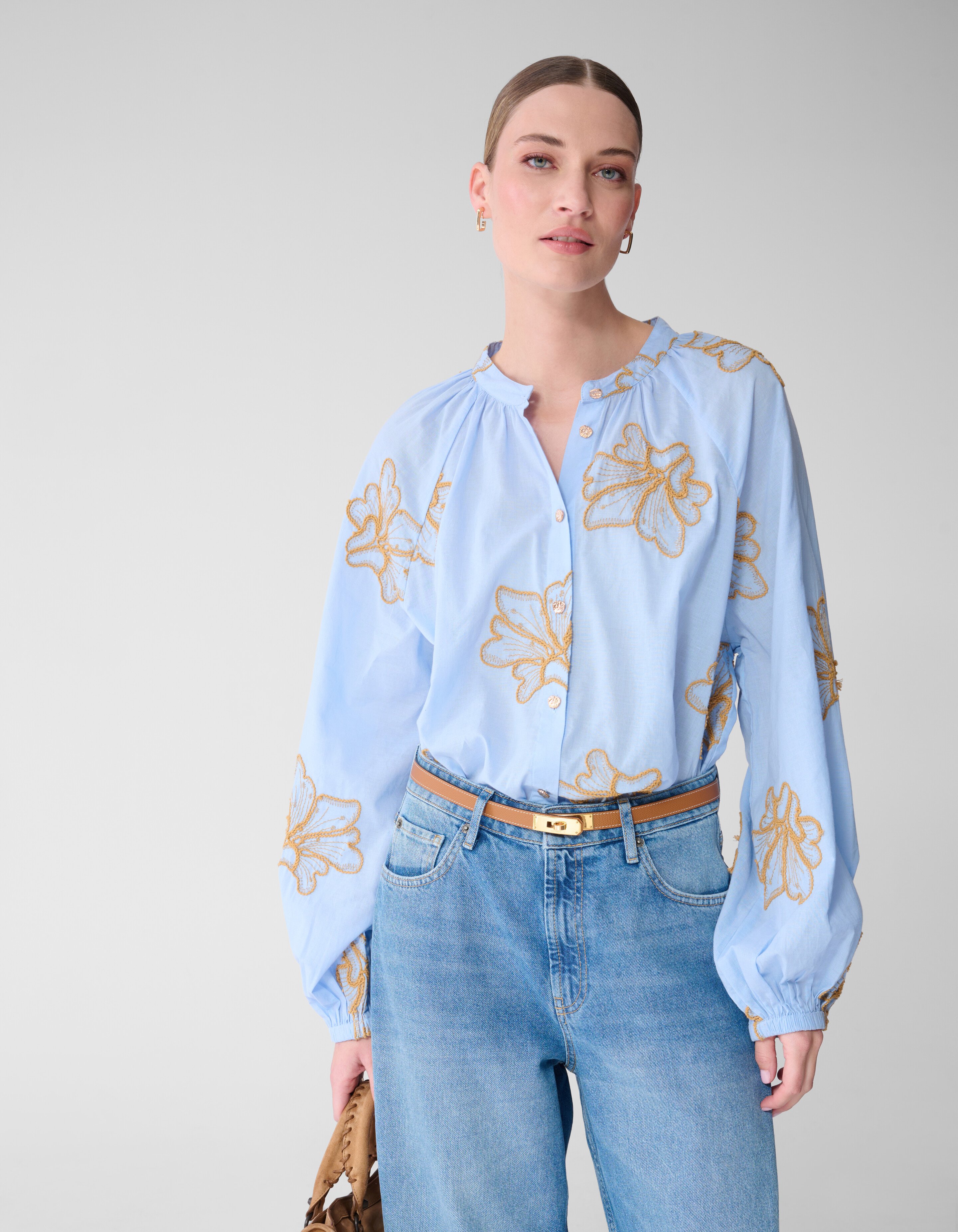 Blumen Kordbluse Hellblau von Mieke SHOEBY WOMEN