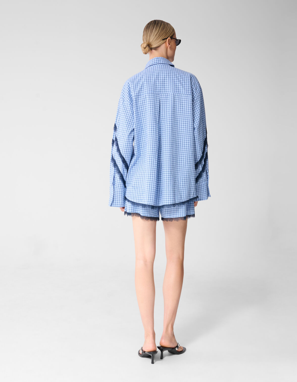 Kanten Rauten Bluse Blau SHOEBY WOMEN