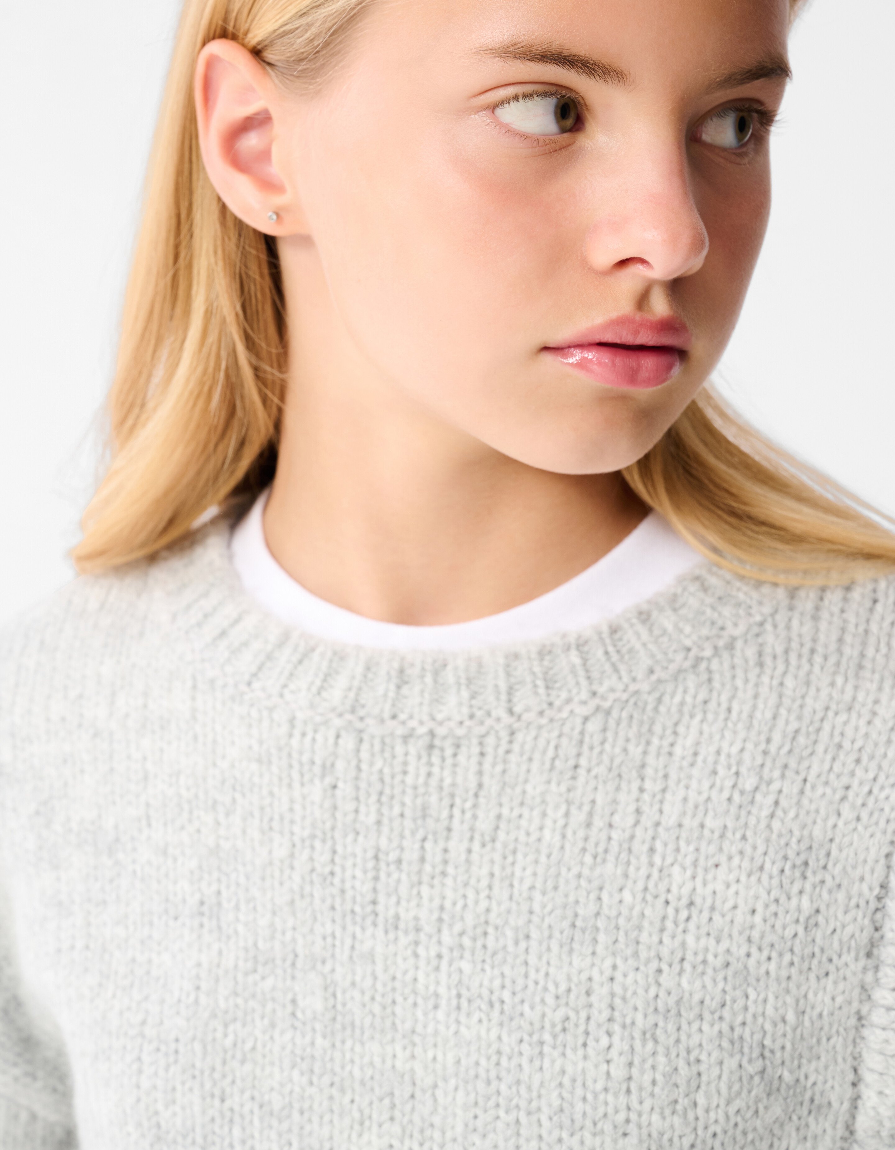 Rüsch Pullover Hellgrau SHOEBY GIRLS