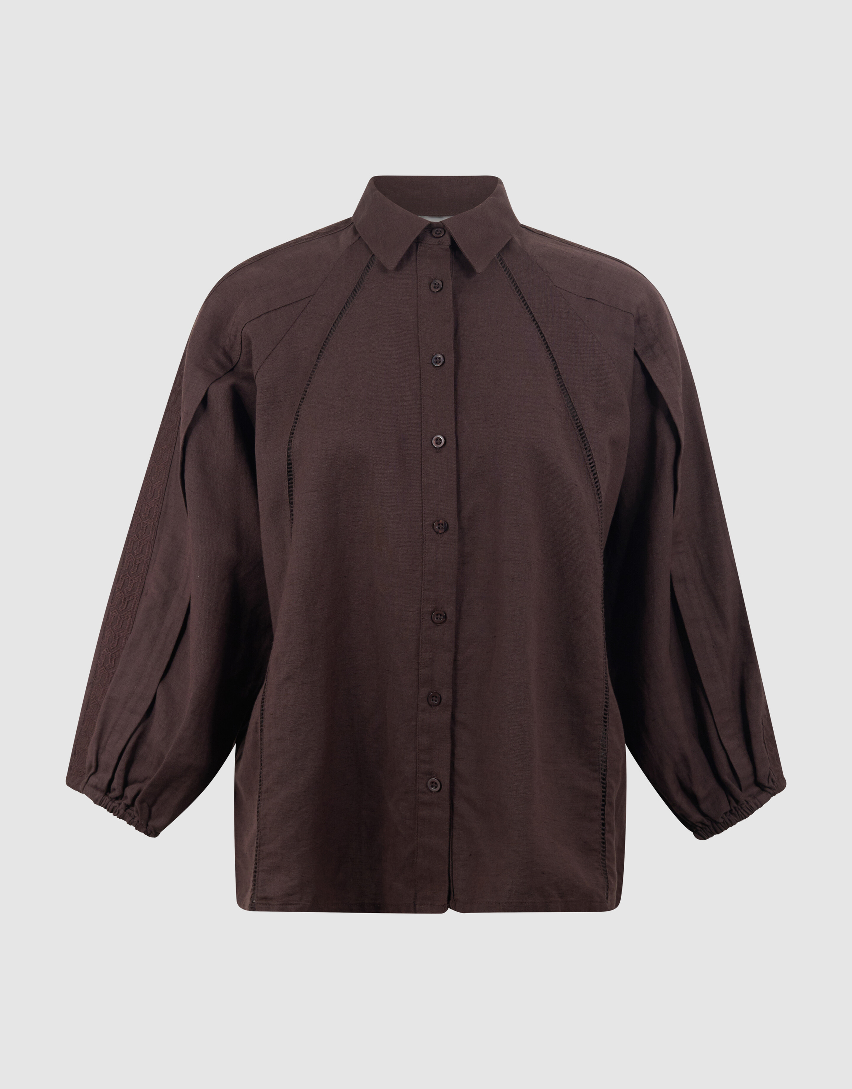 Plissierte Stickbluse Dunkelbraun von Mieke SHOEBY WOMEN