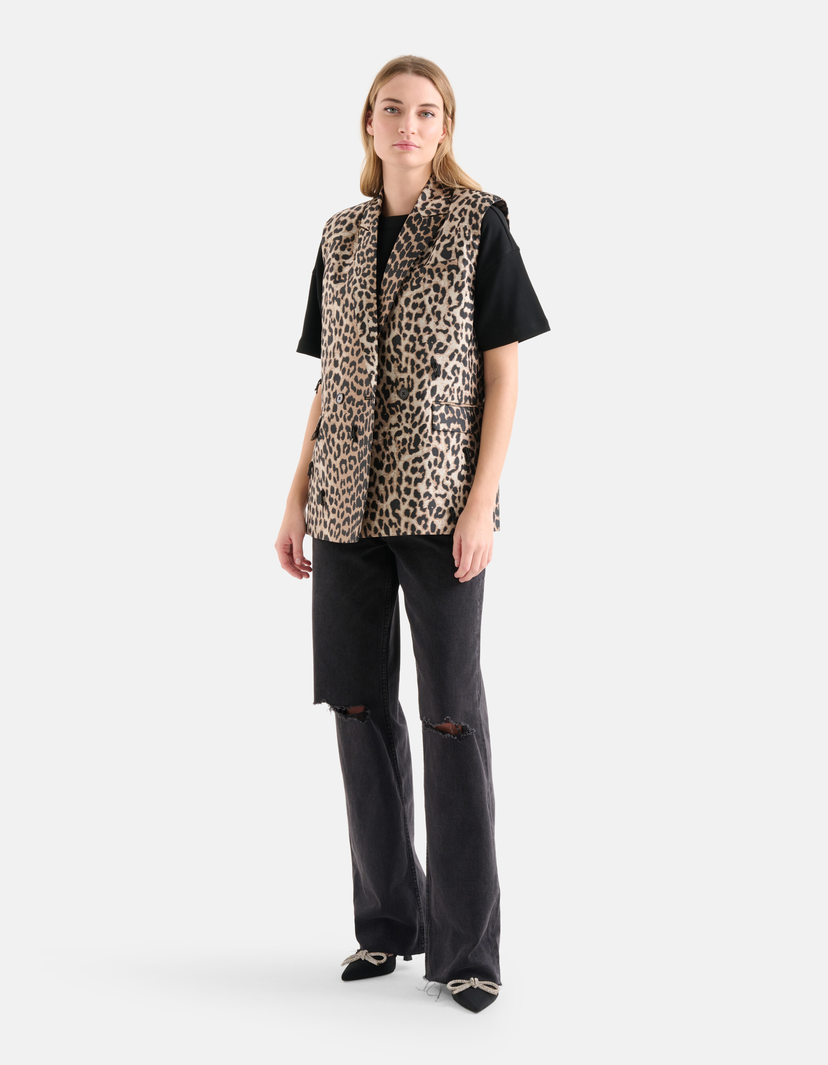 Leopard Jacquard Gilet Braun SHOEBY WOMEN