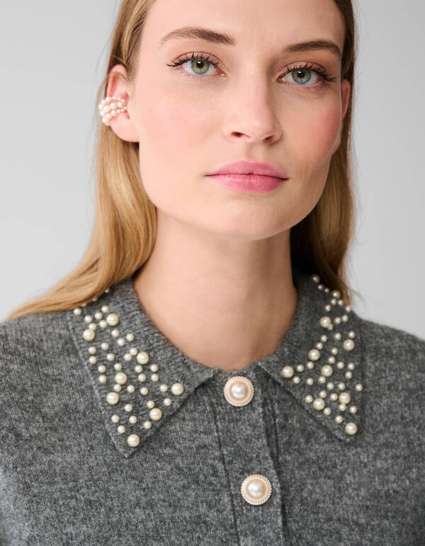 Perlenstrickpullover Grau SHOEBY WOMEN