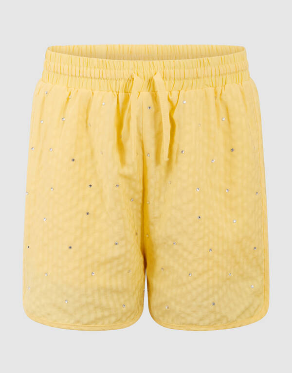 Nadelstreifen Strass Shorts Hellgelb SHOEBY GIRLS