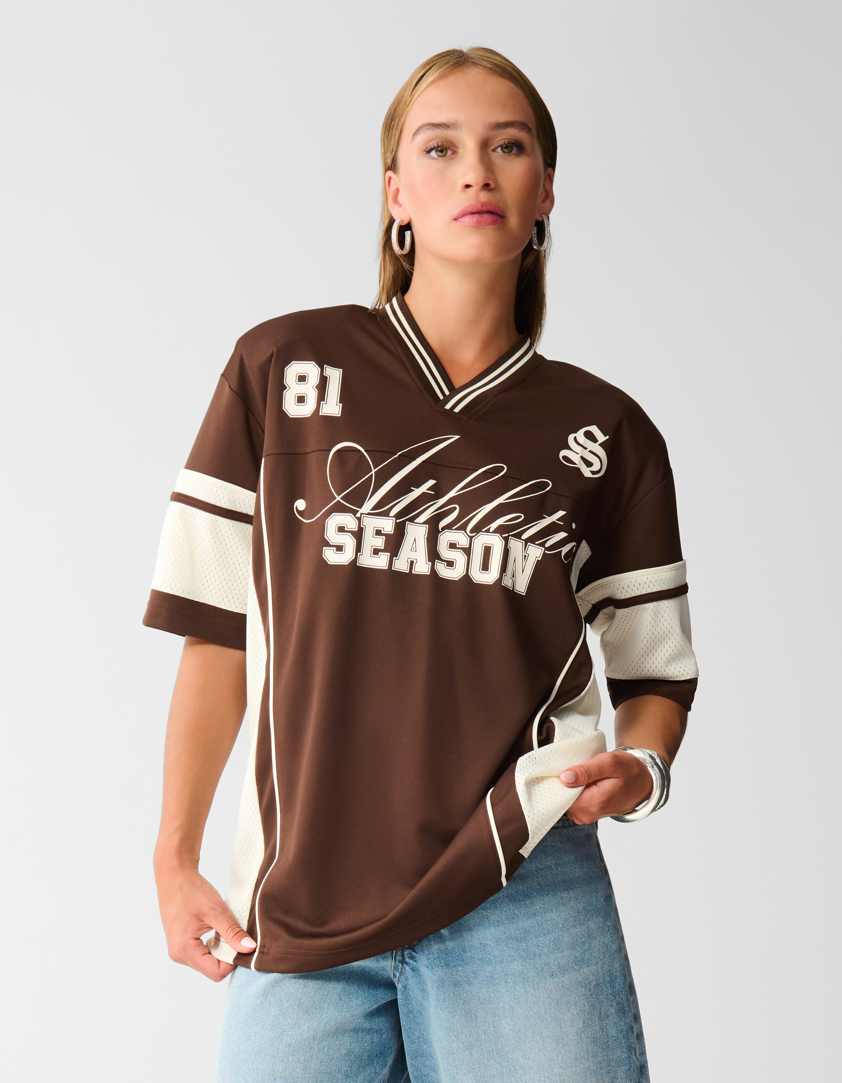 Übergroßes Baseball-T-Shirt Braun SHOEBY WOMEN
