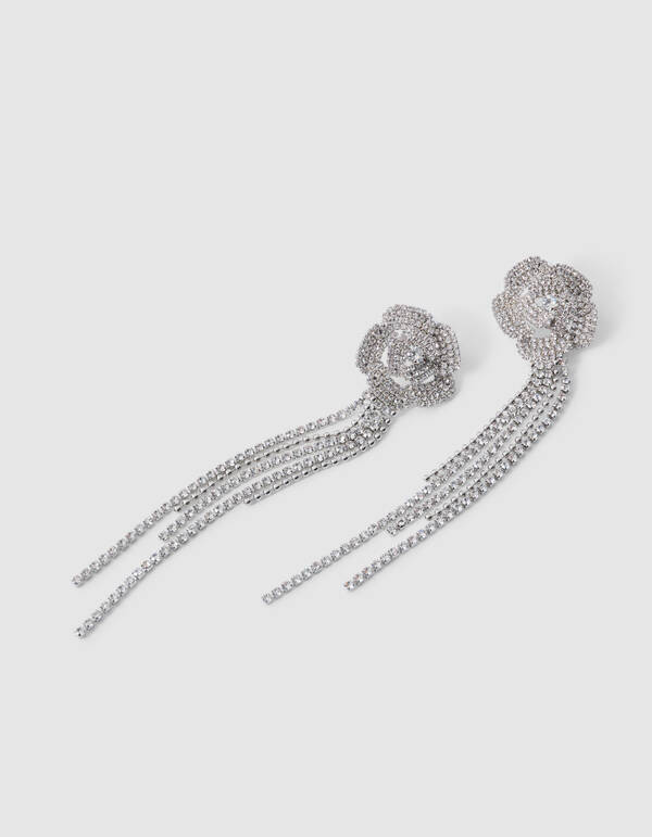 Strassblumen-Ohrringe Silber SHOEBY ACCESSOIRES