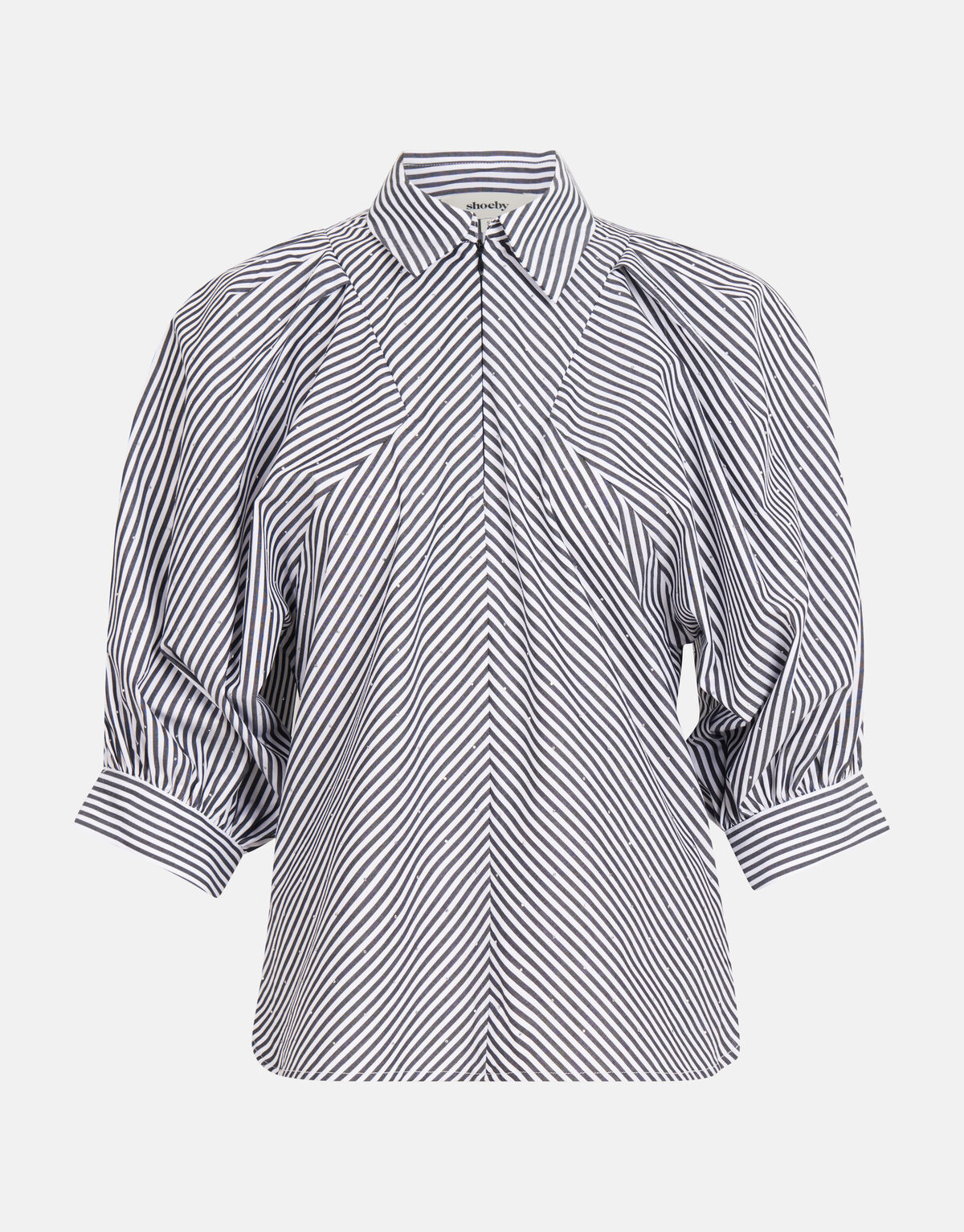 Popeline Strass-Bluse Schwarz/Weiß SHOEBY WOMEN