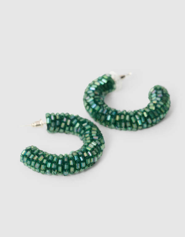 Perlenohrringe Hoop Dunkelgr&uuml;n SHOEBY ACCESSOIRES
