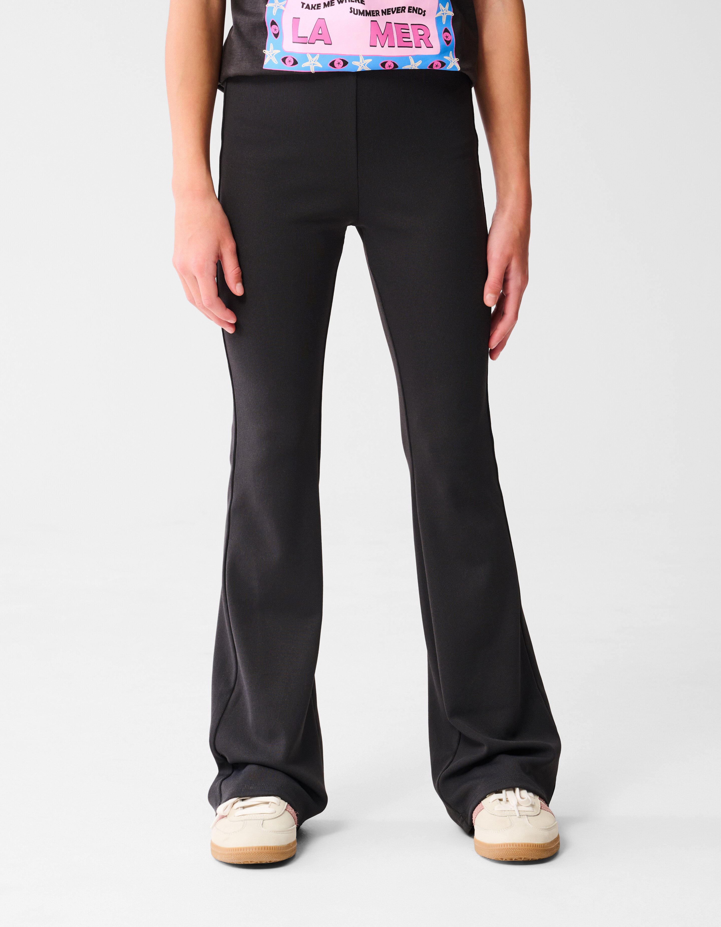 Ripp-Leggings mit ausgestelltem Bein Dunkelgrau SHOEBY GIRLS